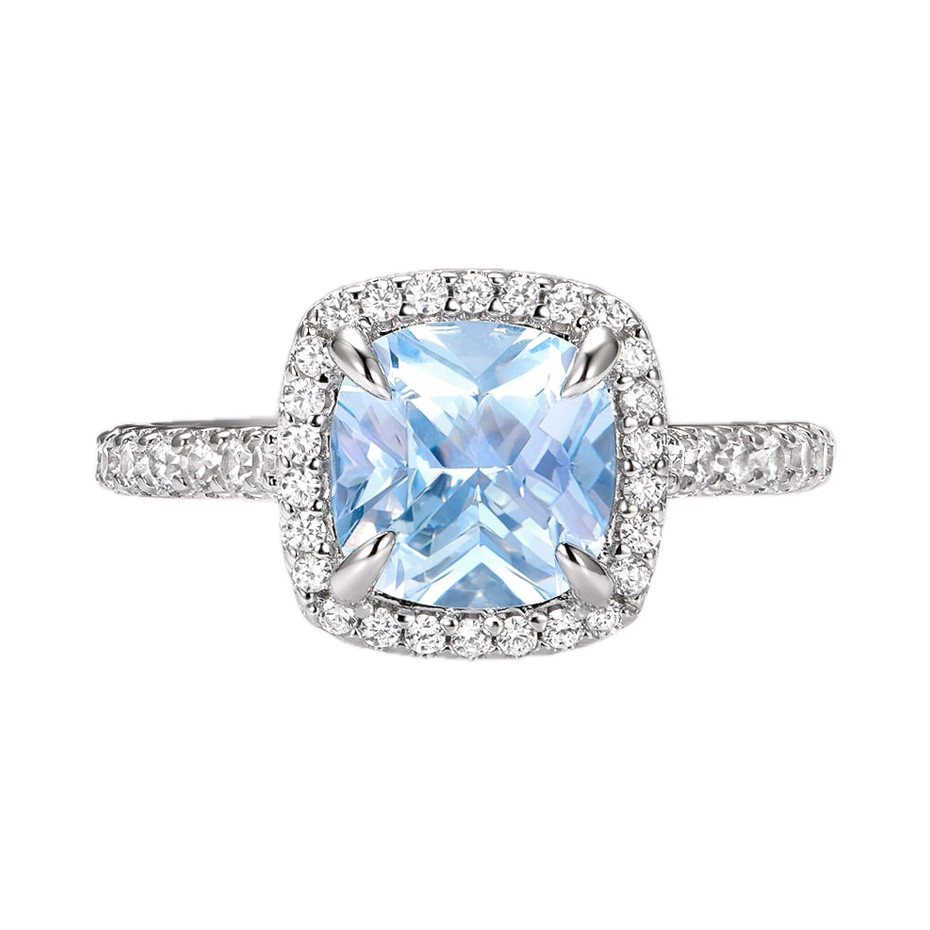 Belle Cushion Cut Ring in Sterling Silver