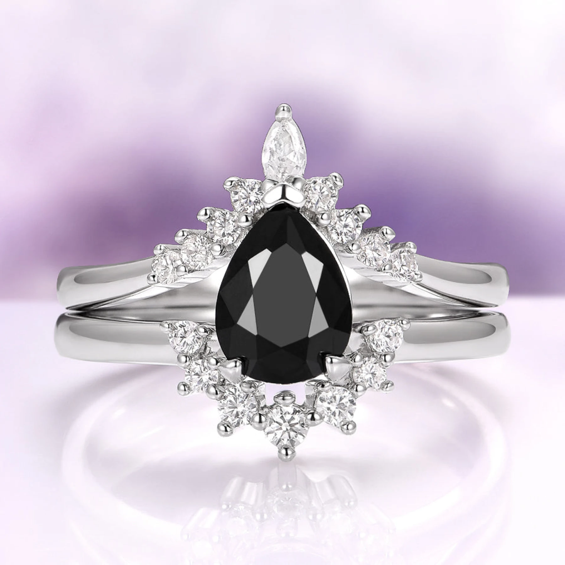 Lunette Ring Set in Sterling Silver