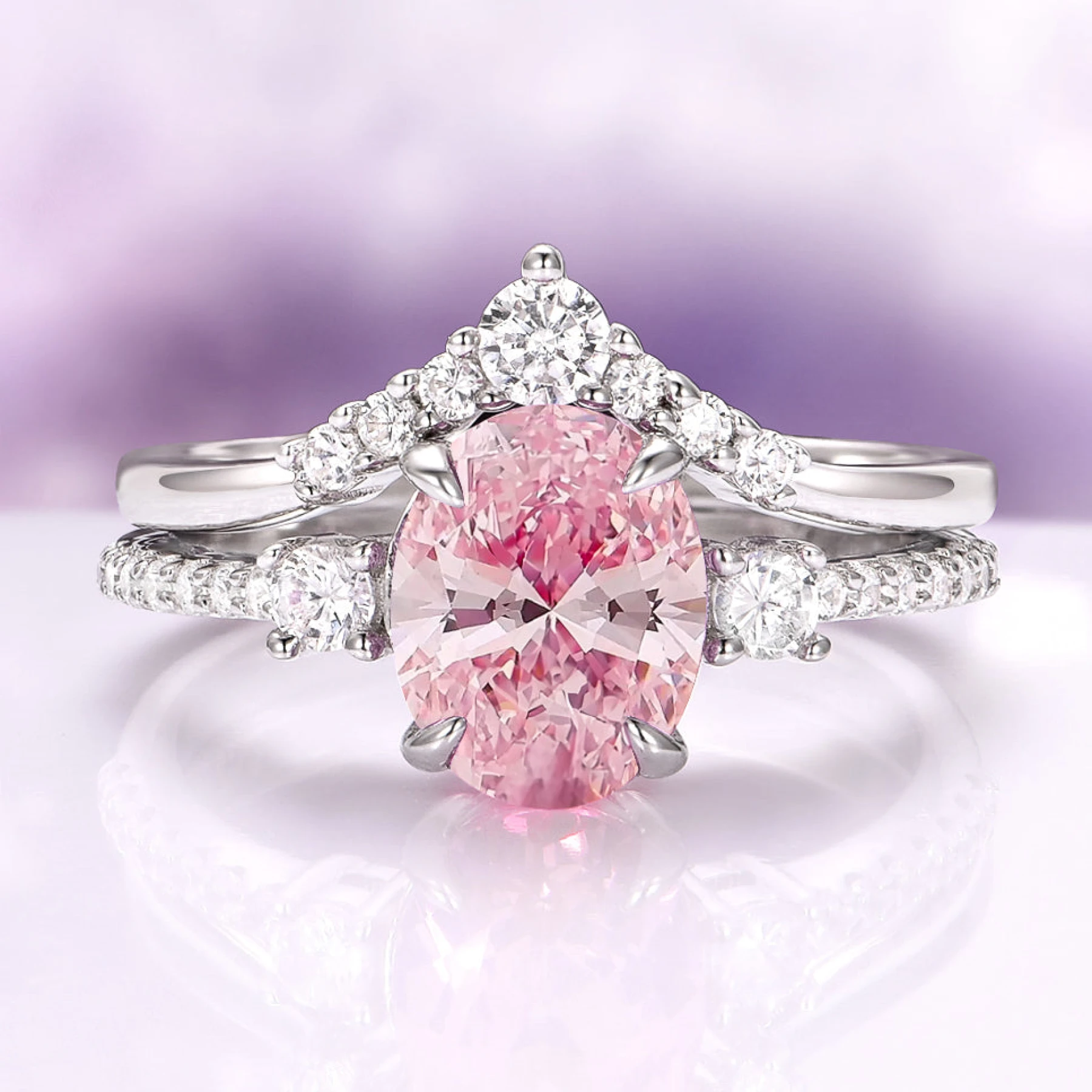 Bella Oval Cut Engagement Ring Set