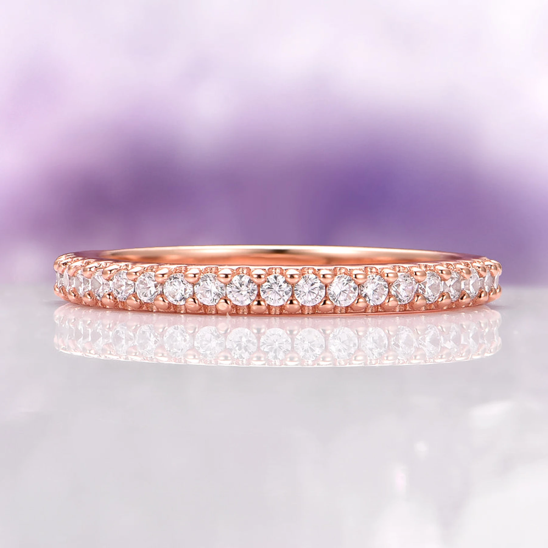 Diamond Wedding Band in 14K Rose Gold Vermeil (2mm)