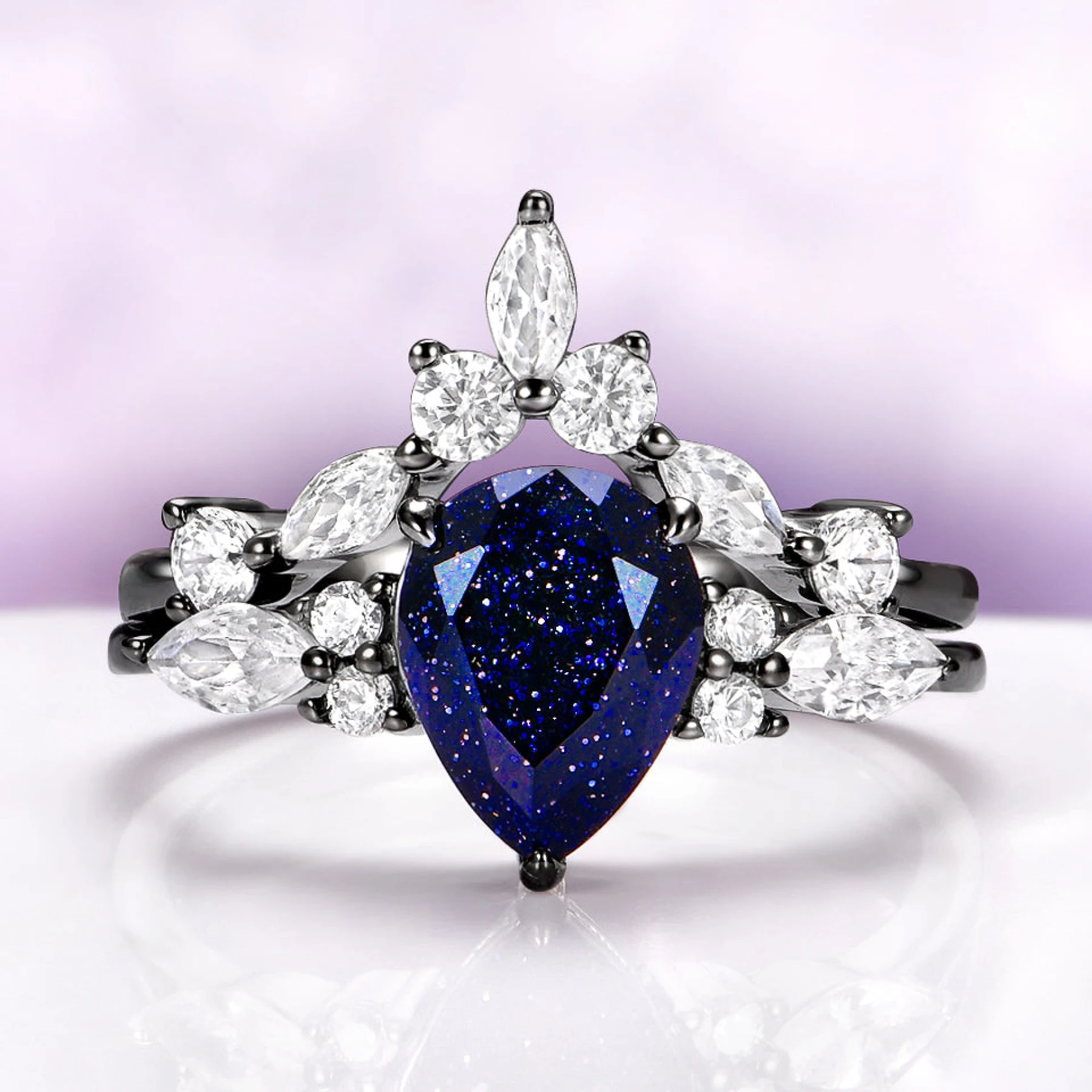 Evelyn Starry Night® Ring Set in Black Ruthenium