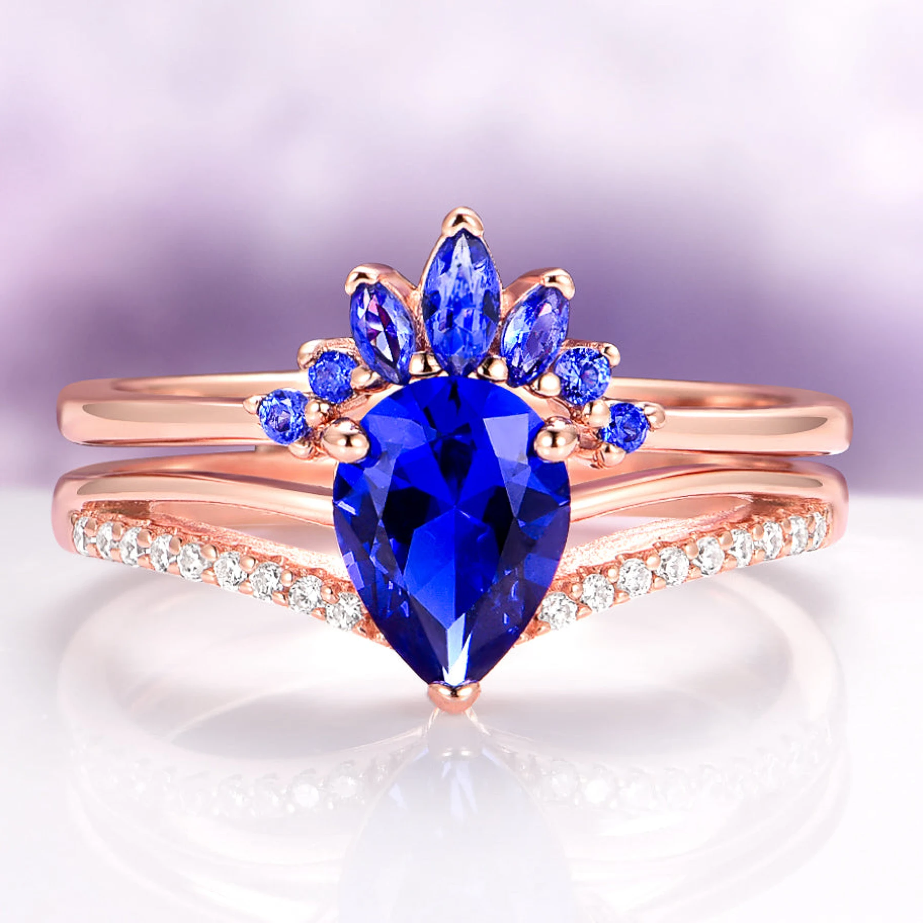Dakota Teardrop Ring Set in 14K Rose Gold Vermeil