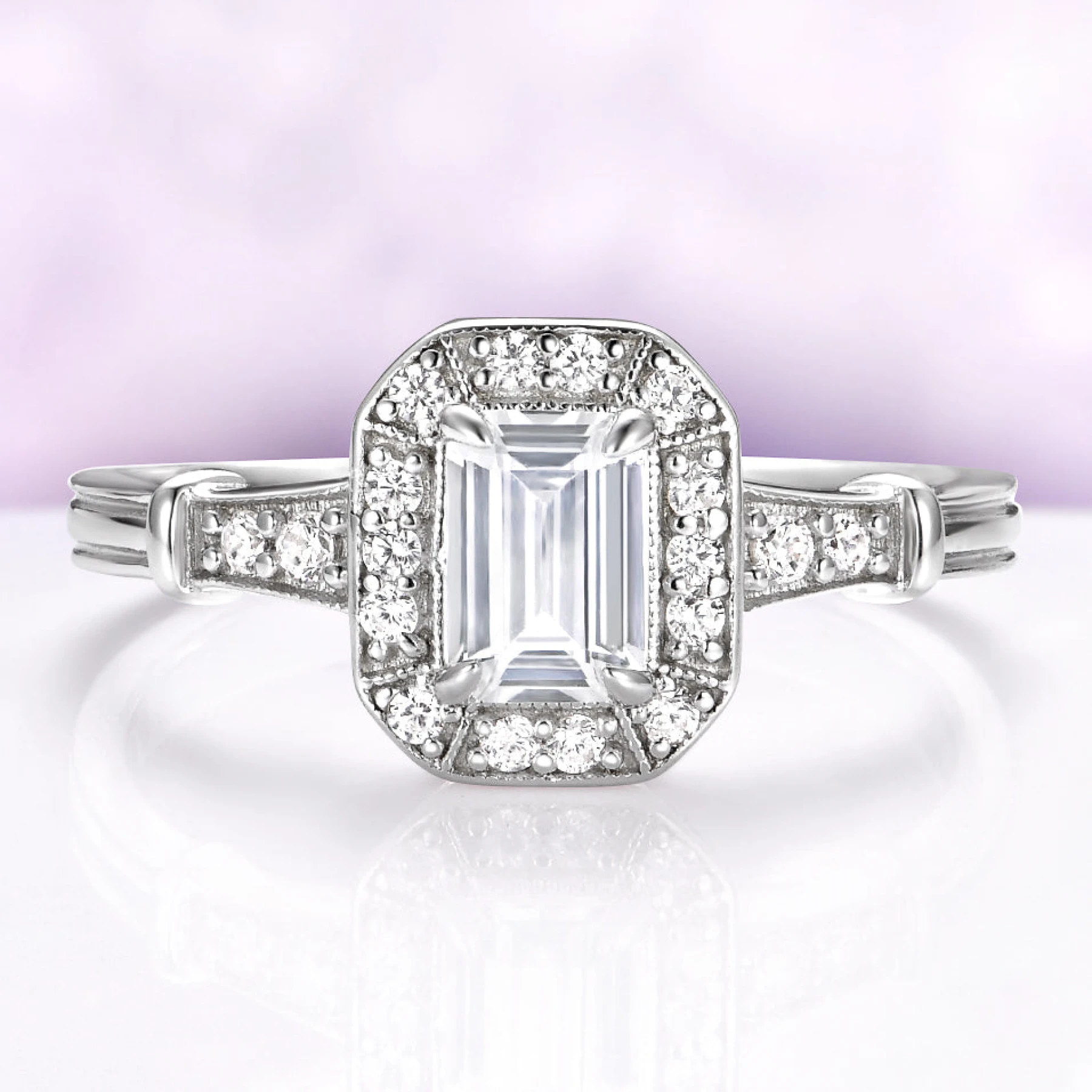 Vintage White Sapphire Ring in Sterling Silver