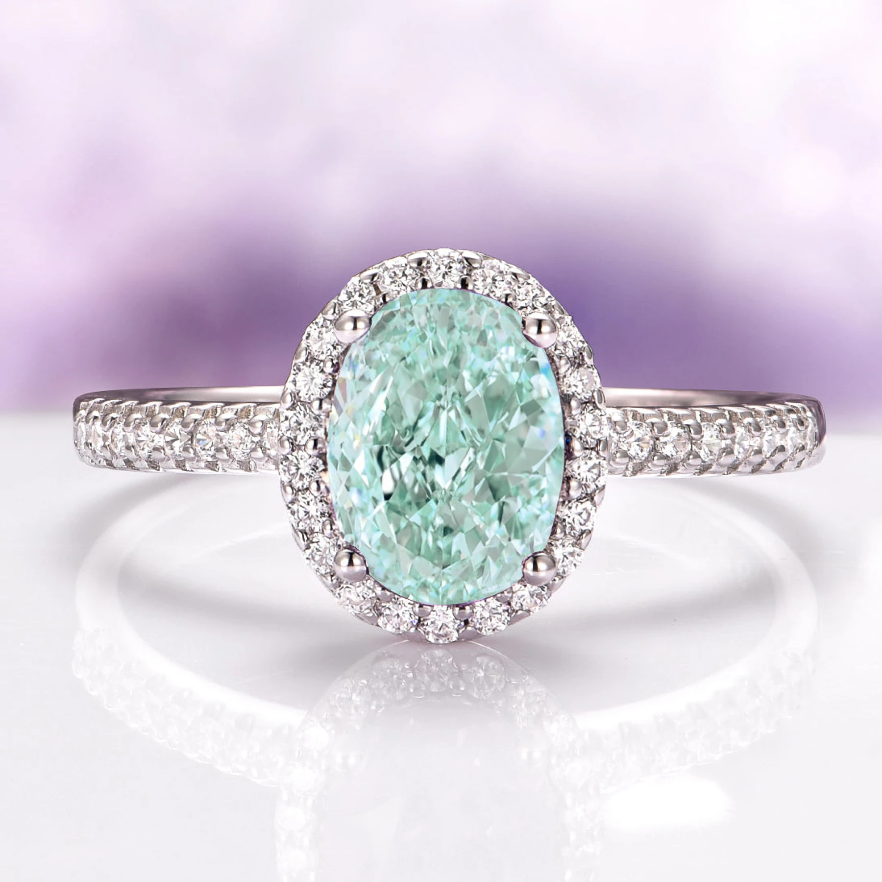 Iris Natural Light Green Amethyst Ring in Sterling Silver