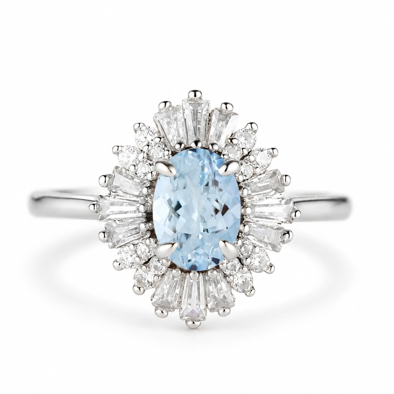 Victoria Natural Aquamarine Ring- Sterling Silver