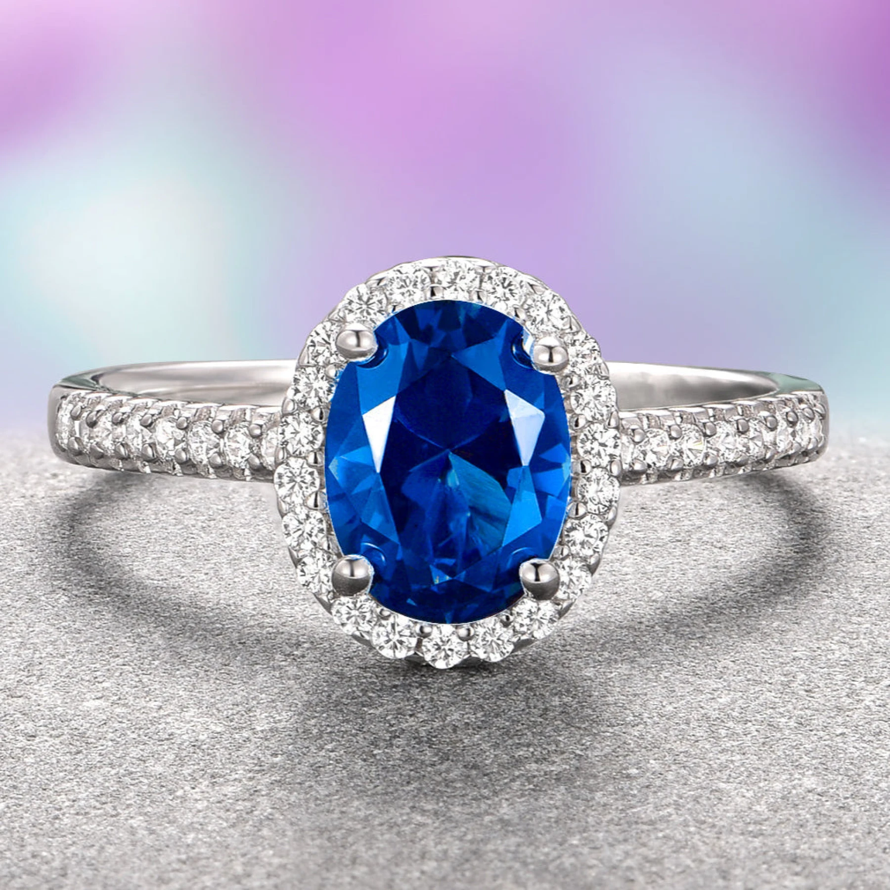 Iris Blue Sapphire Ring in Sterling Silver