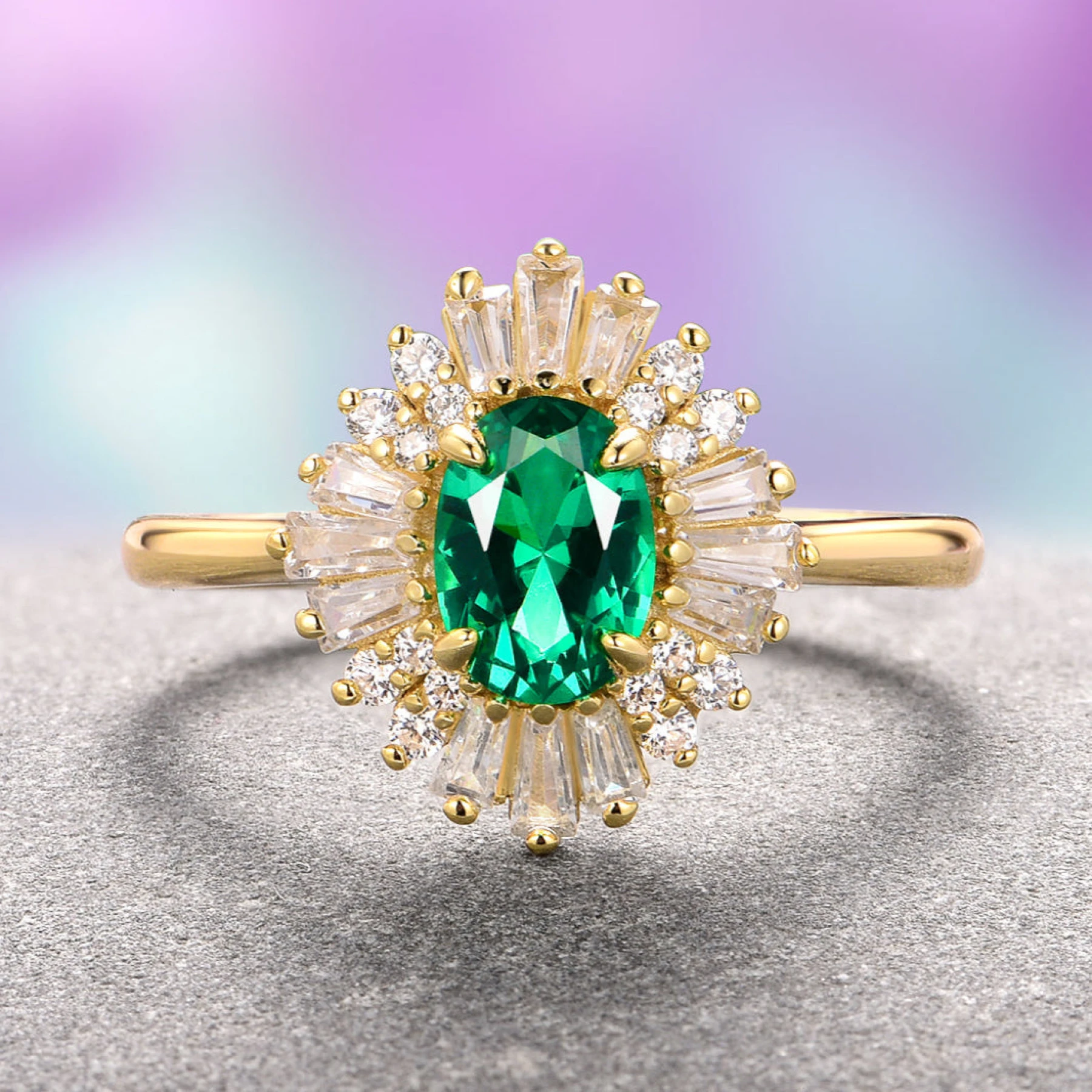 Victoria Emerald Ring in 14K Yellow Gold Vermeil