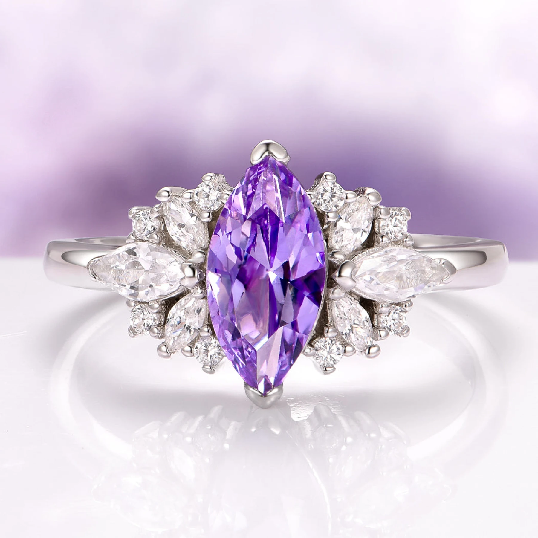 Adeline Marquise Cut Ring in Sterling Silver