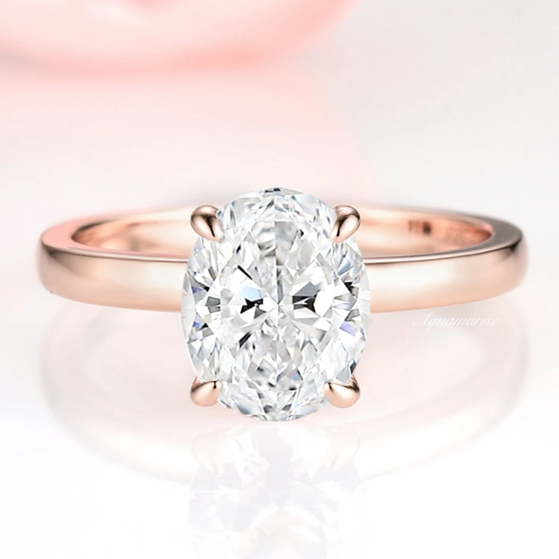 Solitaire White Sapphire Ring in 14K Rose Gold Vermeil