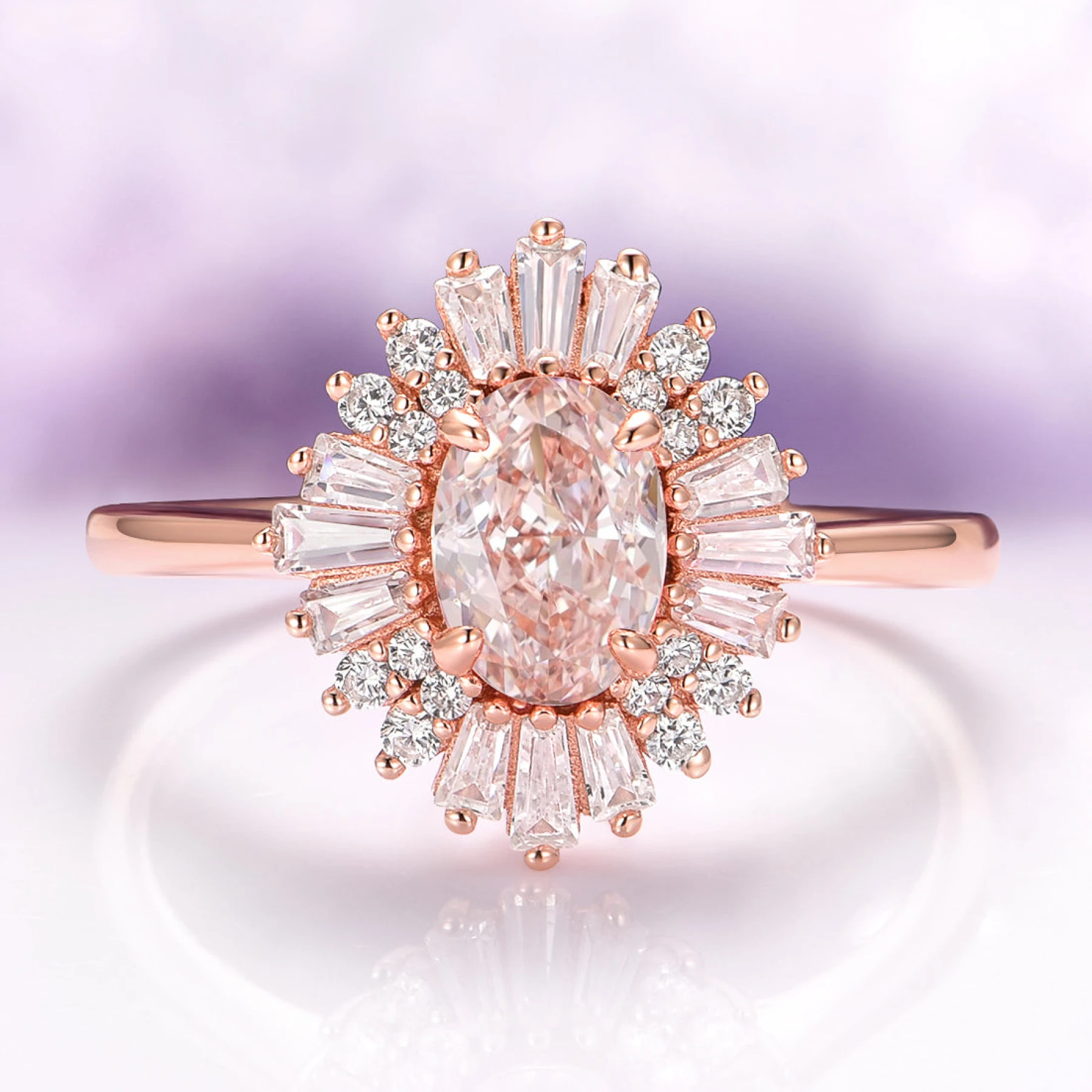 Victoria Art Deco Ring in 14K Rose Gold Vermeil