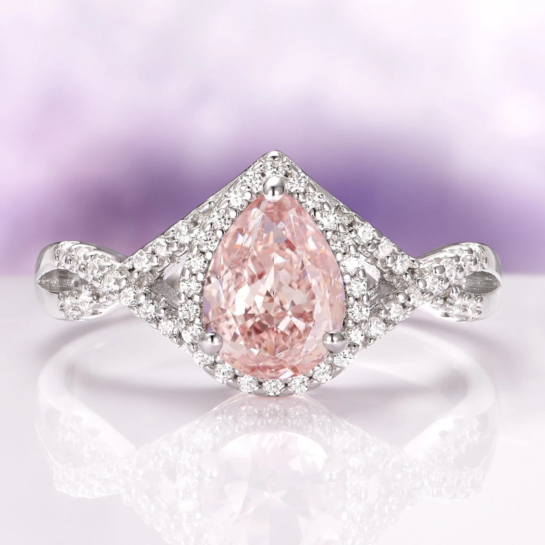 Flair Teardrop Engagement Ring in Sterling