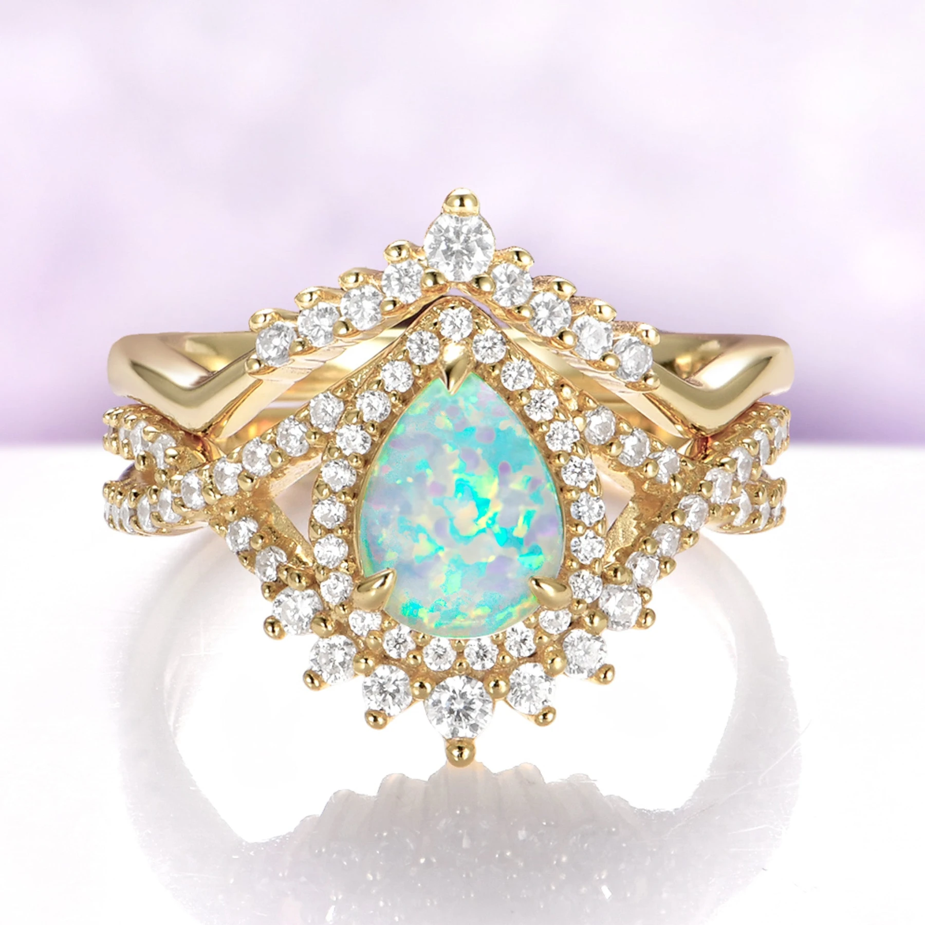 Teardrop Ring Set in Vermeil