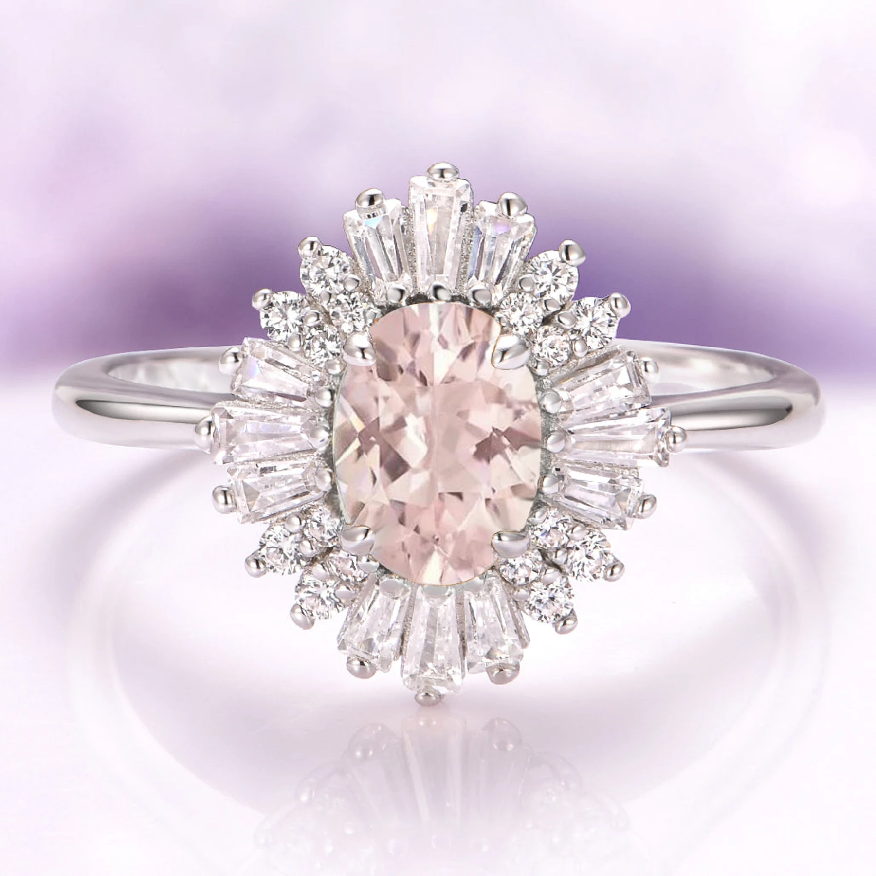 Victoria Morganite Ring in Sterling Silver