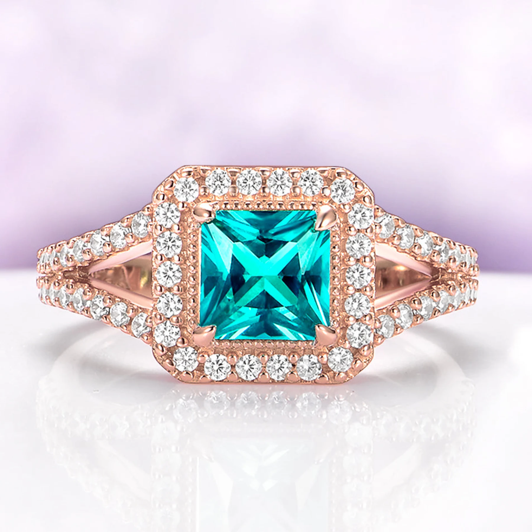 Paraiba Tourmaline Ring in 14K Rose Gold Vermeil