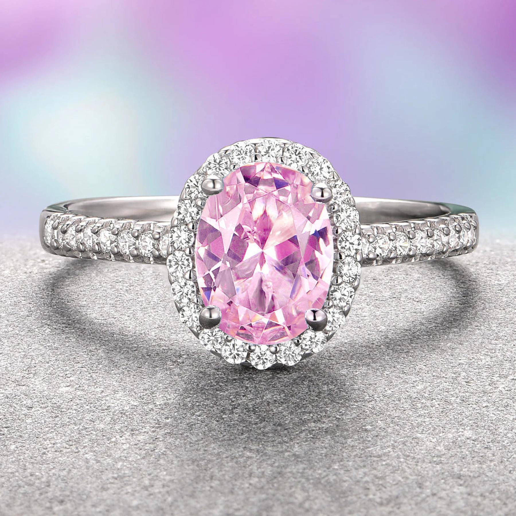 Iris Oval Pink Tourmaline Ring in Sterling Silver