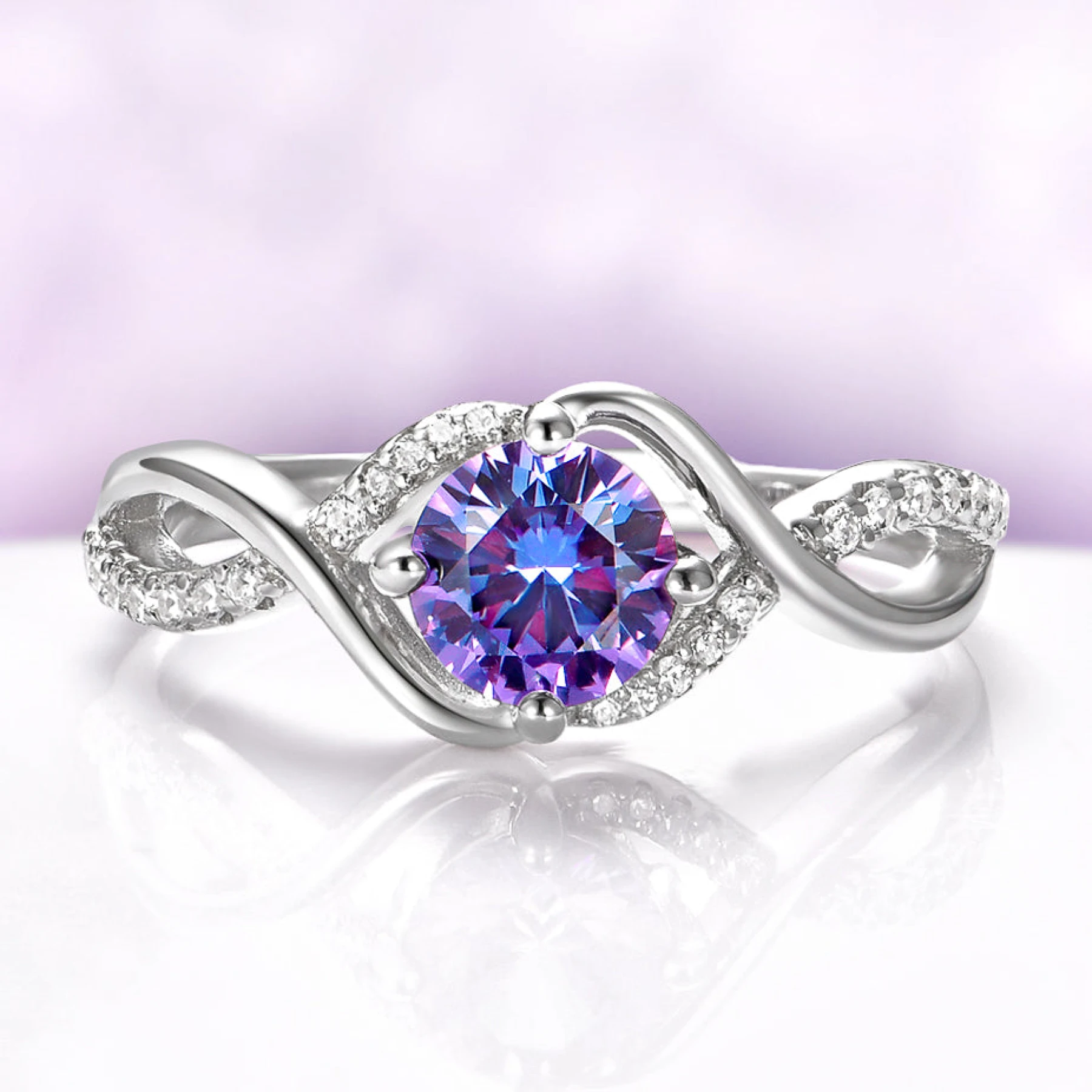 Entwined Alexandrite Ring in Sterling Silver