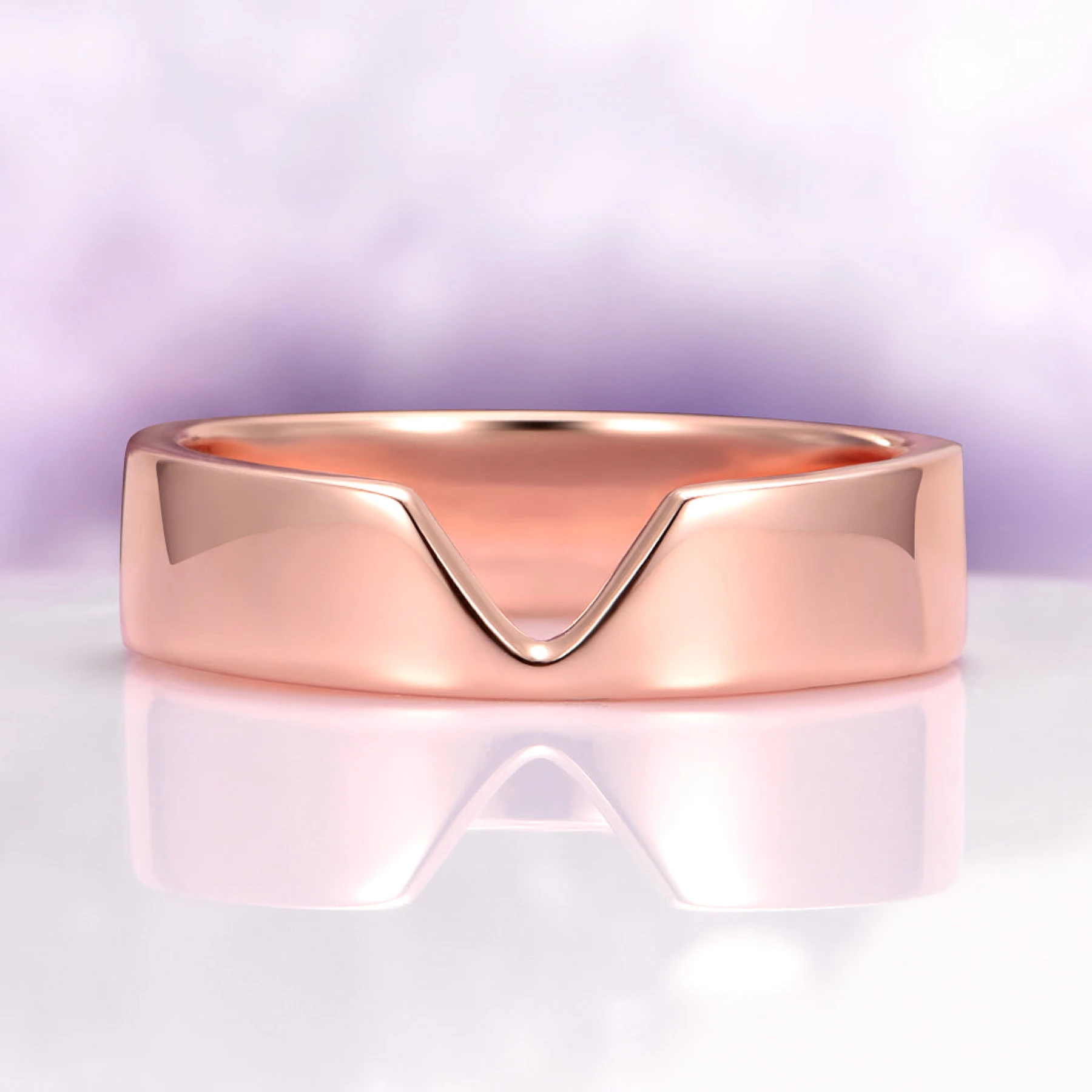 Kite Wedding Band in 14K Rose Gold Vermeil (5mm)