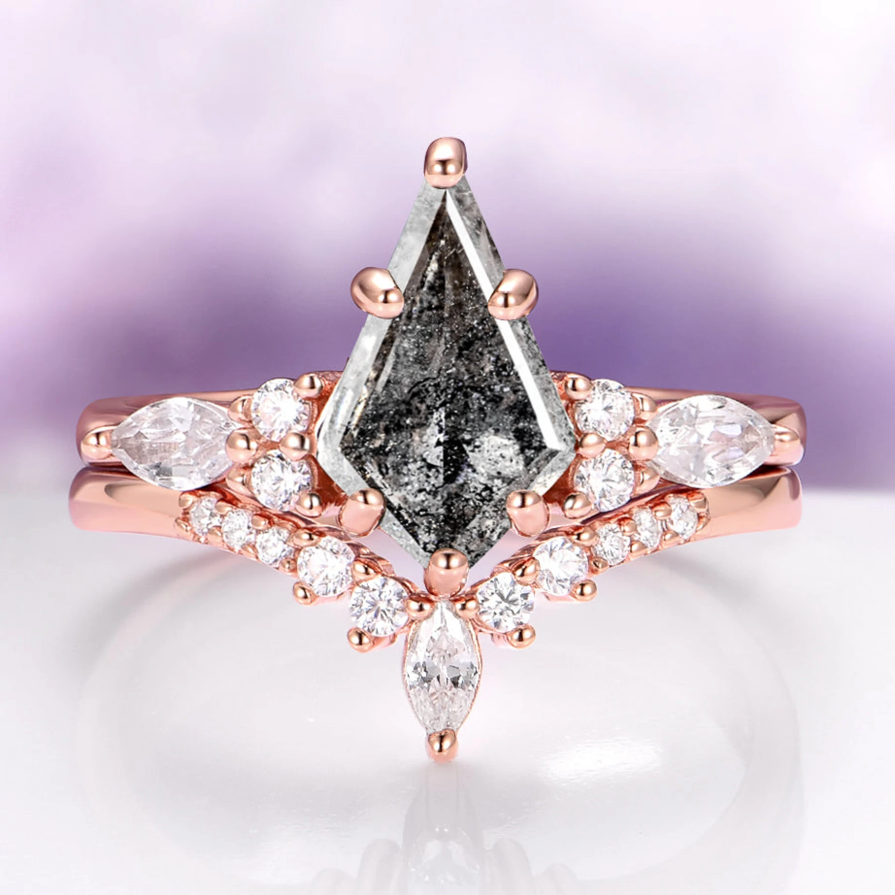 Skye Kite® Galaxy Natural Herkimer Diamond Ring Set in 14K Rose Gold Vermeil