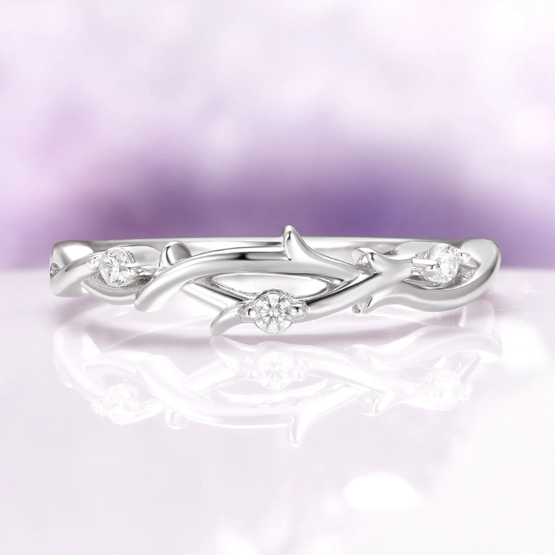Leaf Wedding Band in Sterling