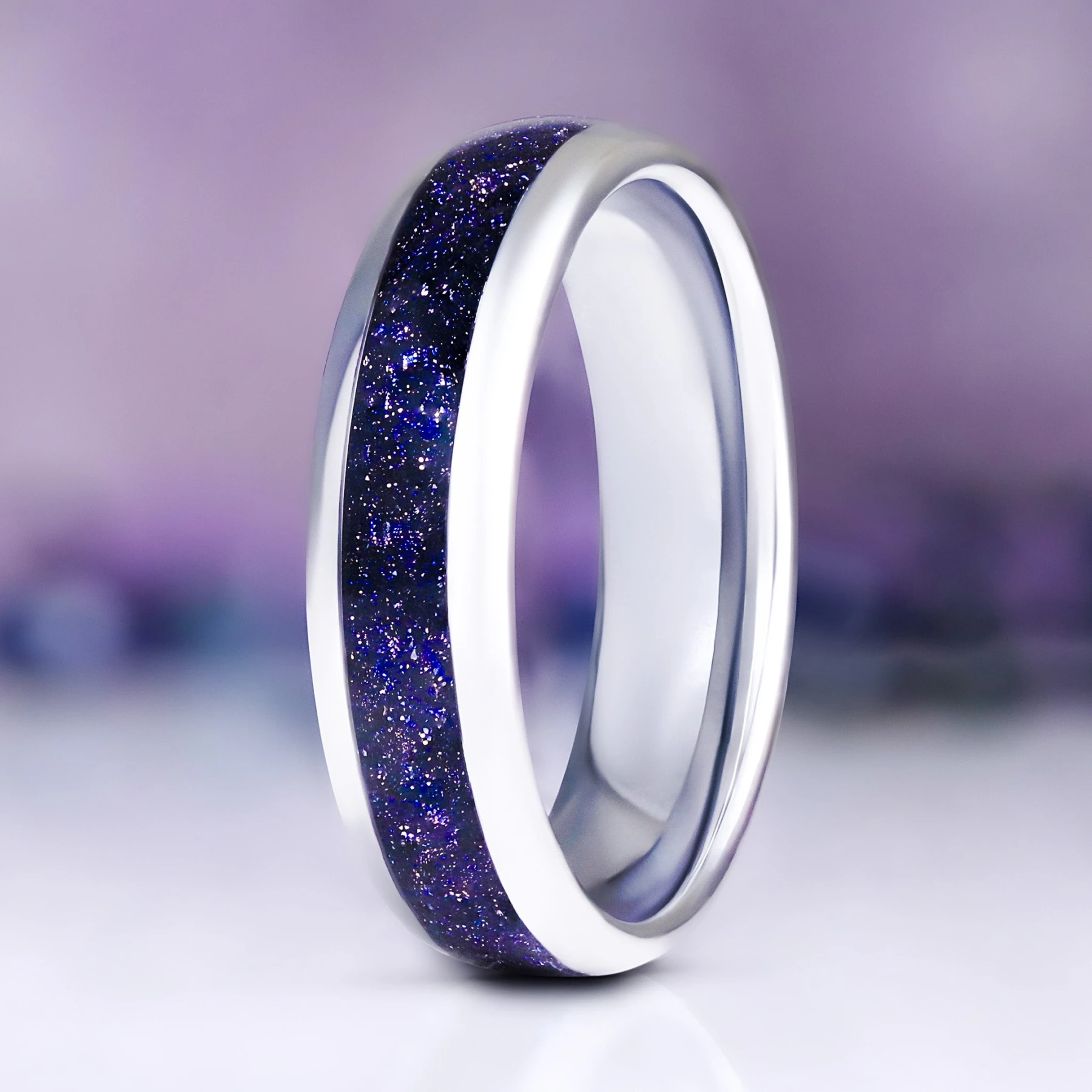 Starry Night® Men's Wedding Band in Silver Tungsten Carbide (6mm)