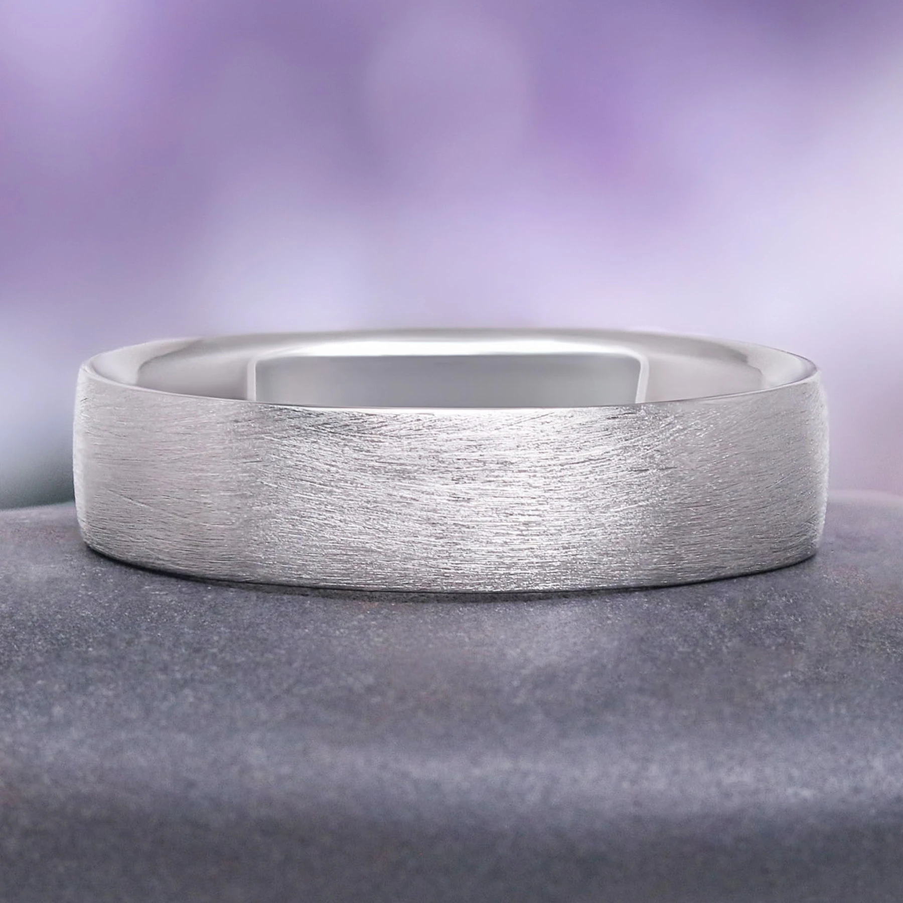 Minimalist Brushed Matte Wedding Band in Sterling Silver (6mm)