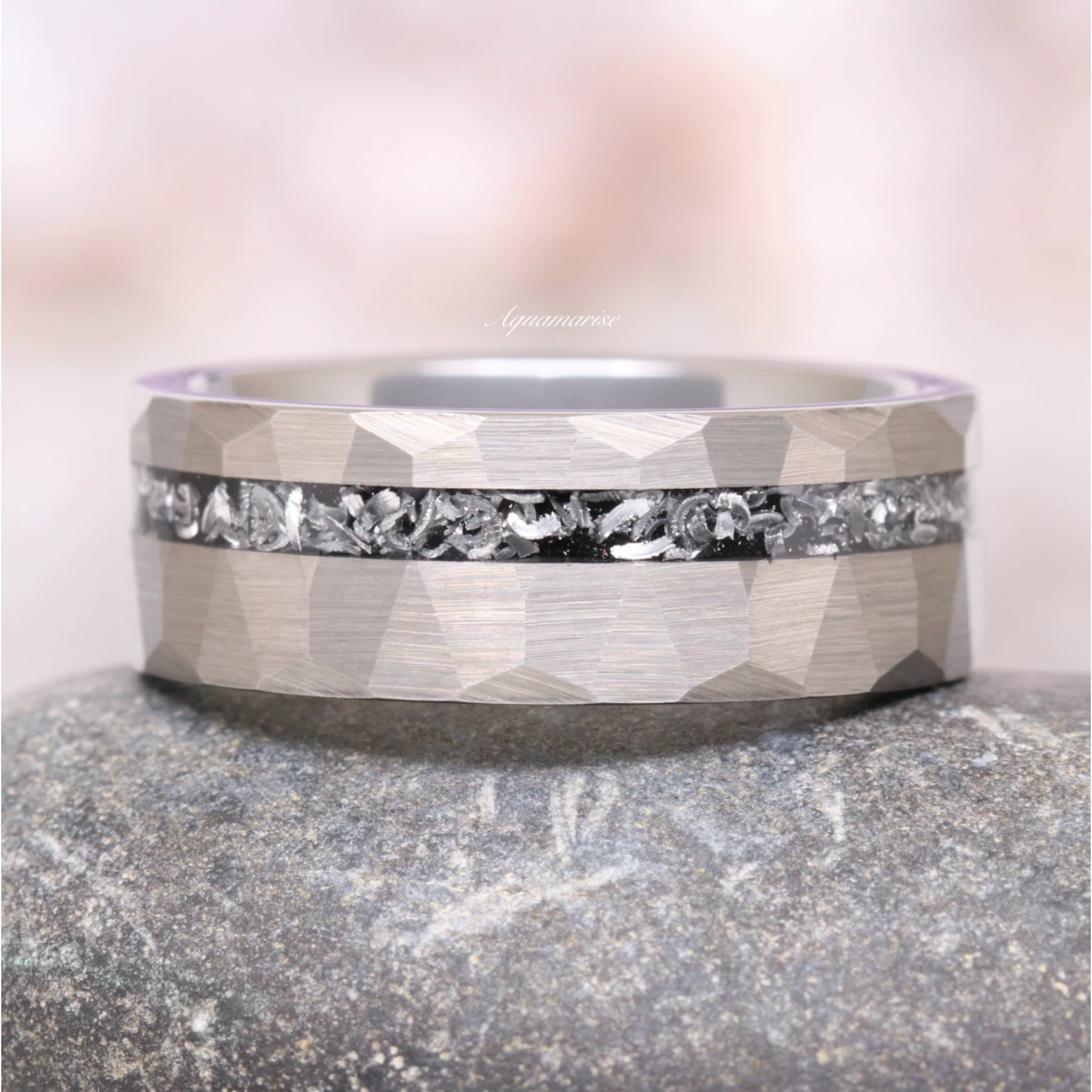 Galaxy Men's Wedding Band in Silver Tungsten Carbide (8mm)