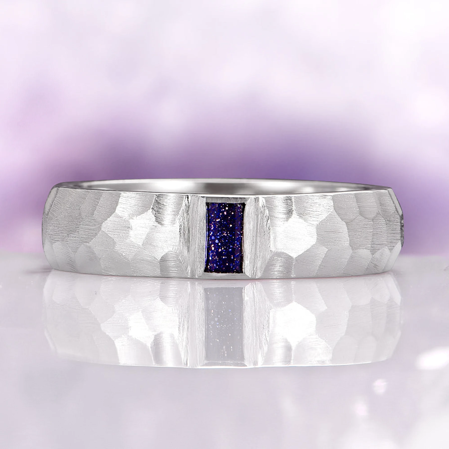 Starry Night® Hammered Wedding Band in Sterling Silver
