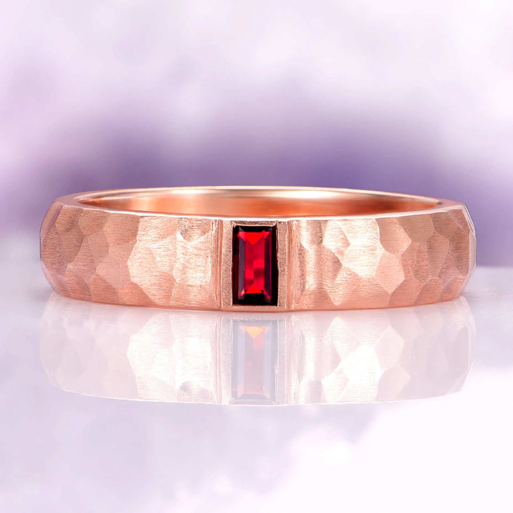 Garnet Wedding Band in 14K Solid Rose Gold (5.5mm)