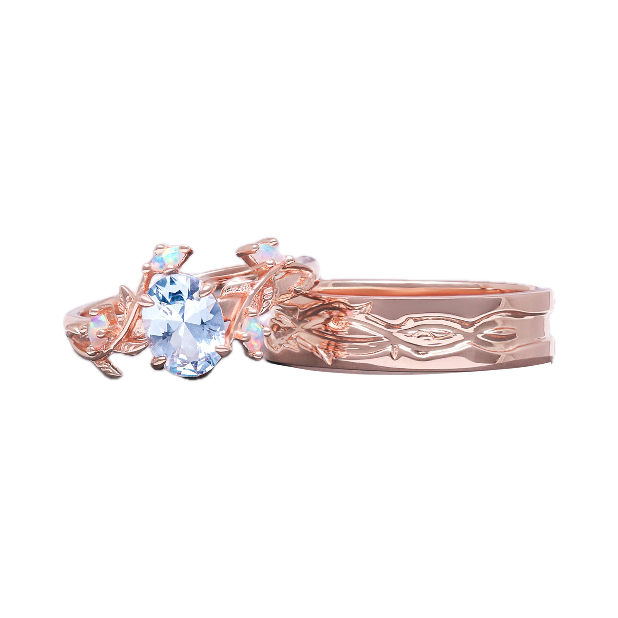 & Leaf Couples Ring Set