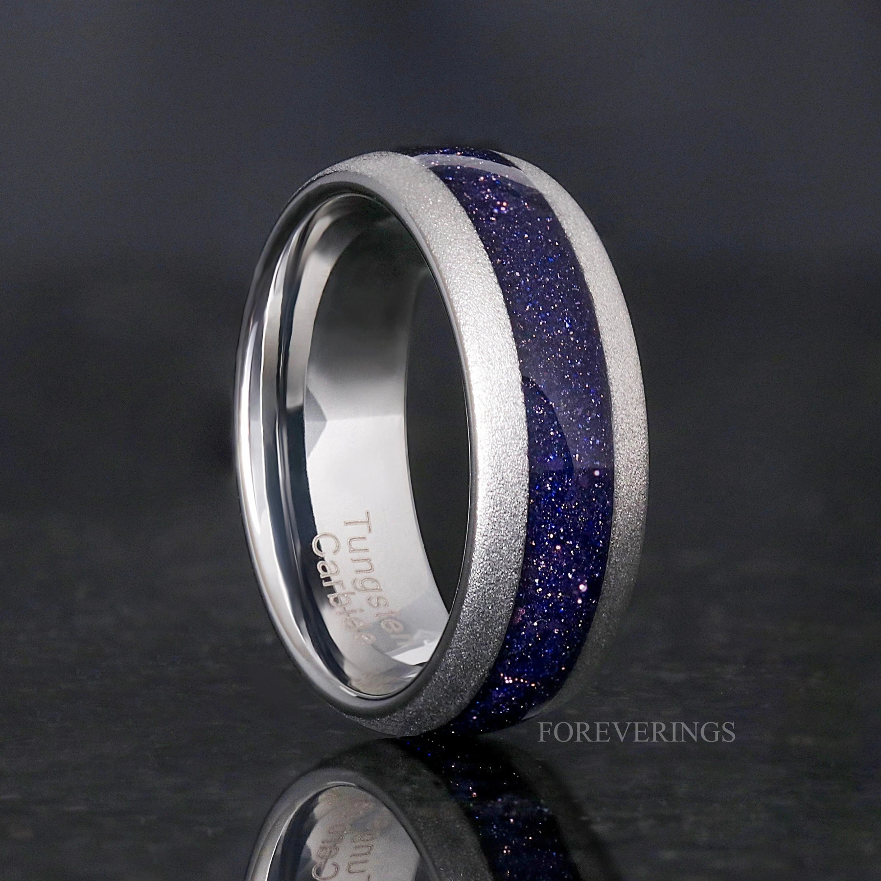 Great Rift Nebula Ring Set Kite Coffin, His and Hers Wedding Band, Matching Starry Night Ring, Sandstone, Couple Ring, Tungsten, 925 Silver - view 5