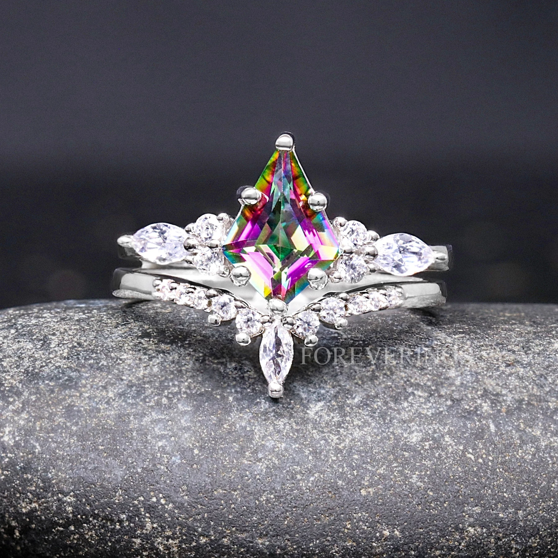 His and Her Mystic Topaz Galaxy Ring Set, Cass Supernova, Match Engagement Ring Set, Unique Couple Ring, Alternative Wedding Ring, Engraving - view 3