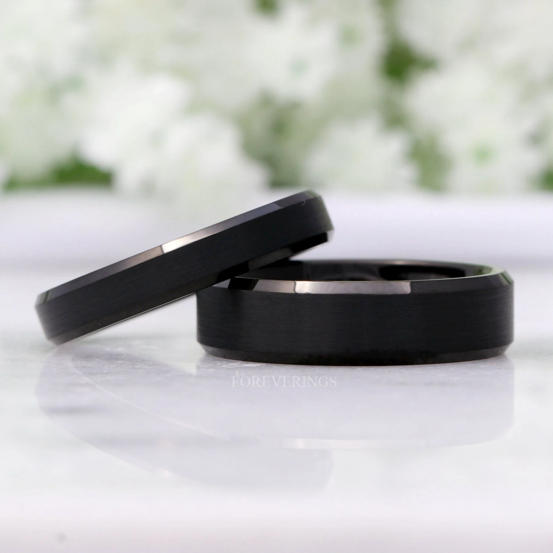 His and Hers Tungsten Wedding Band Set, 4mm, 6mm