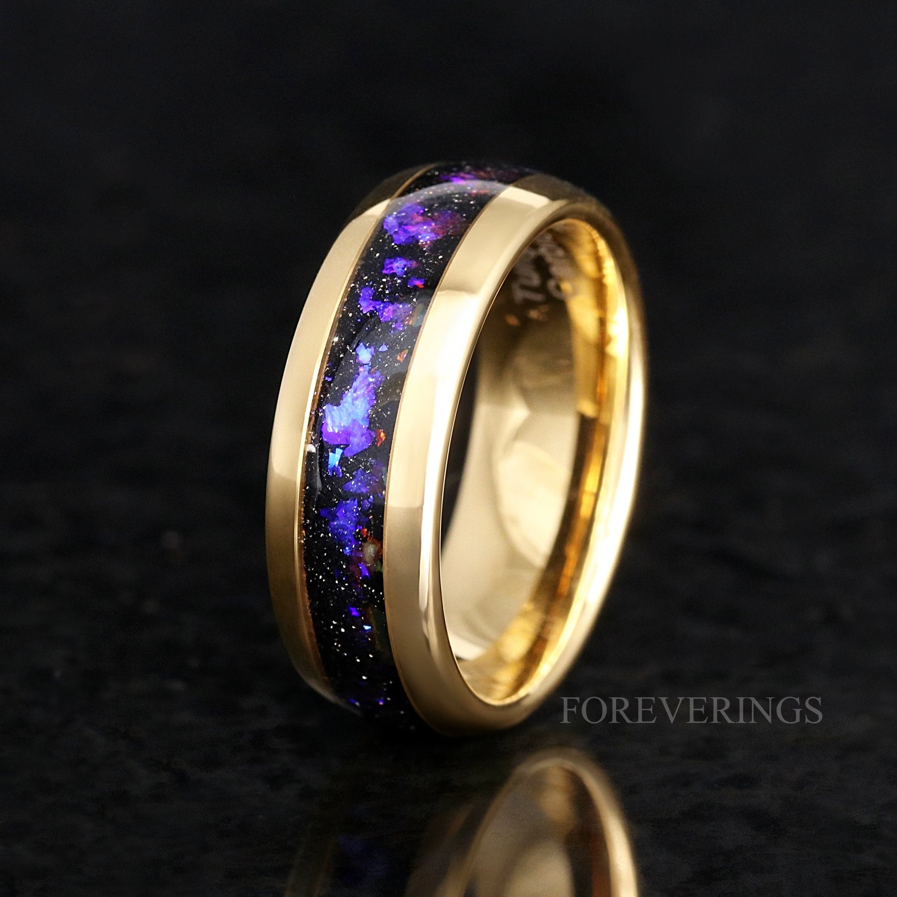 Orion Nebula Couples Ring Set Gold, His and Her Wedding Band, Sapphire Kite Engagement Ring Set, Matching Blue Nebula Ring, Outer Space Ring - view 6