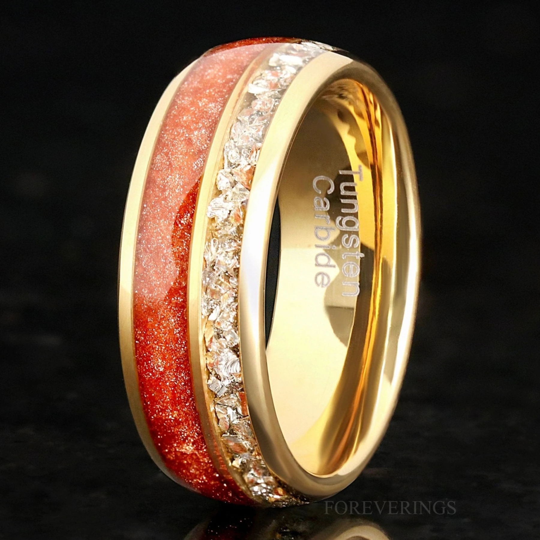 Carina Nebula Ring Men, Gold Wedding Band, Gold Sandstone