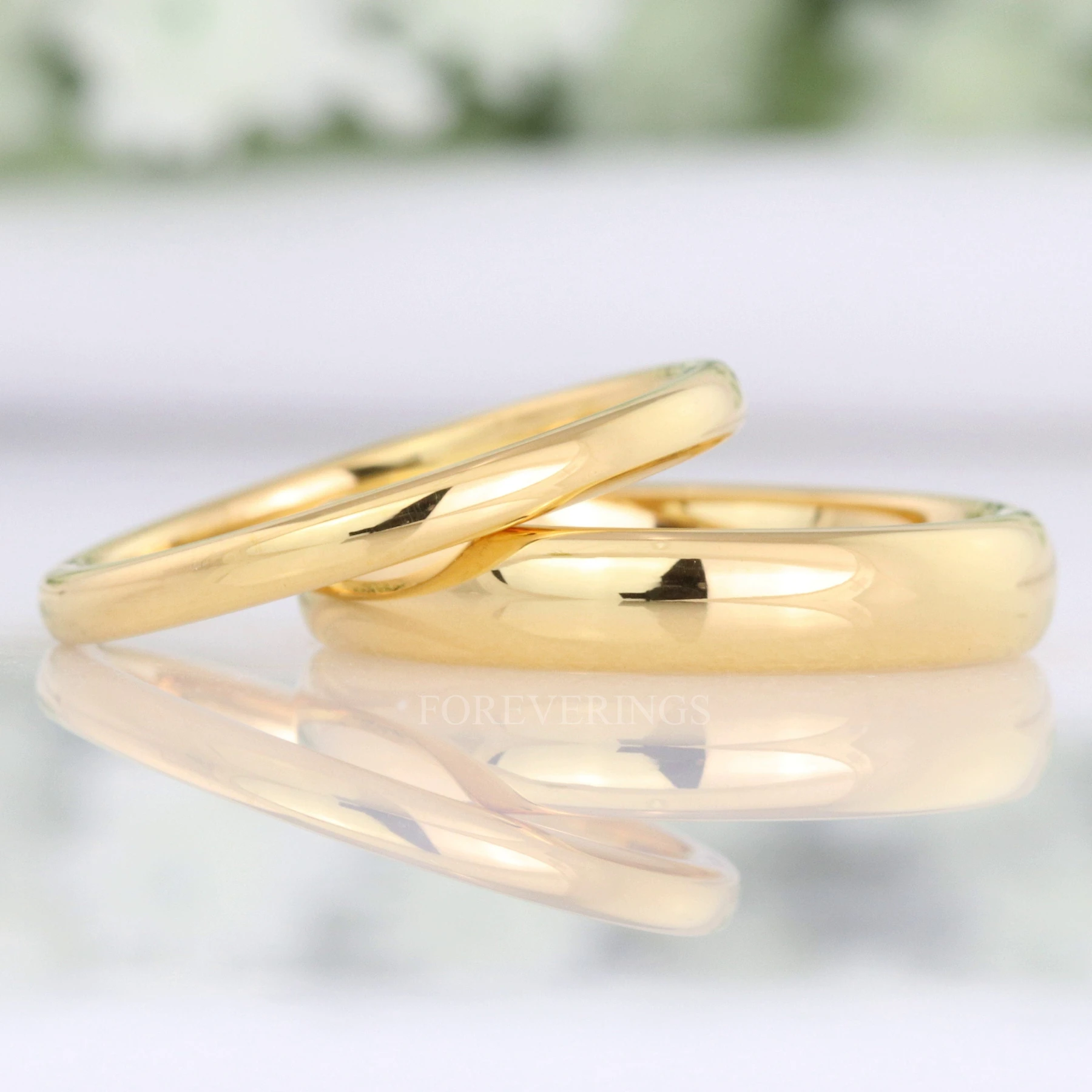 Minimalist Gold Wedding Band, Gold Tungsten Ring, 2mm-4mm Men Women Wedding Band