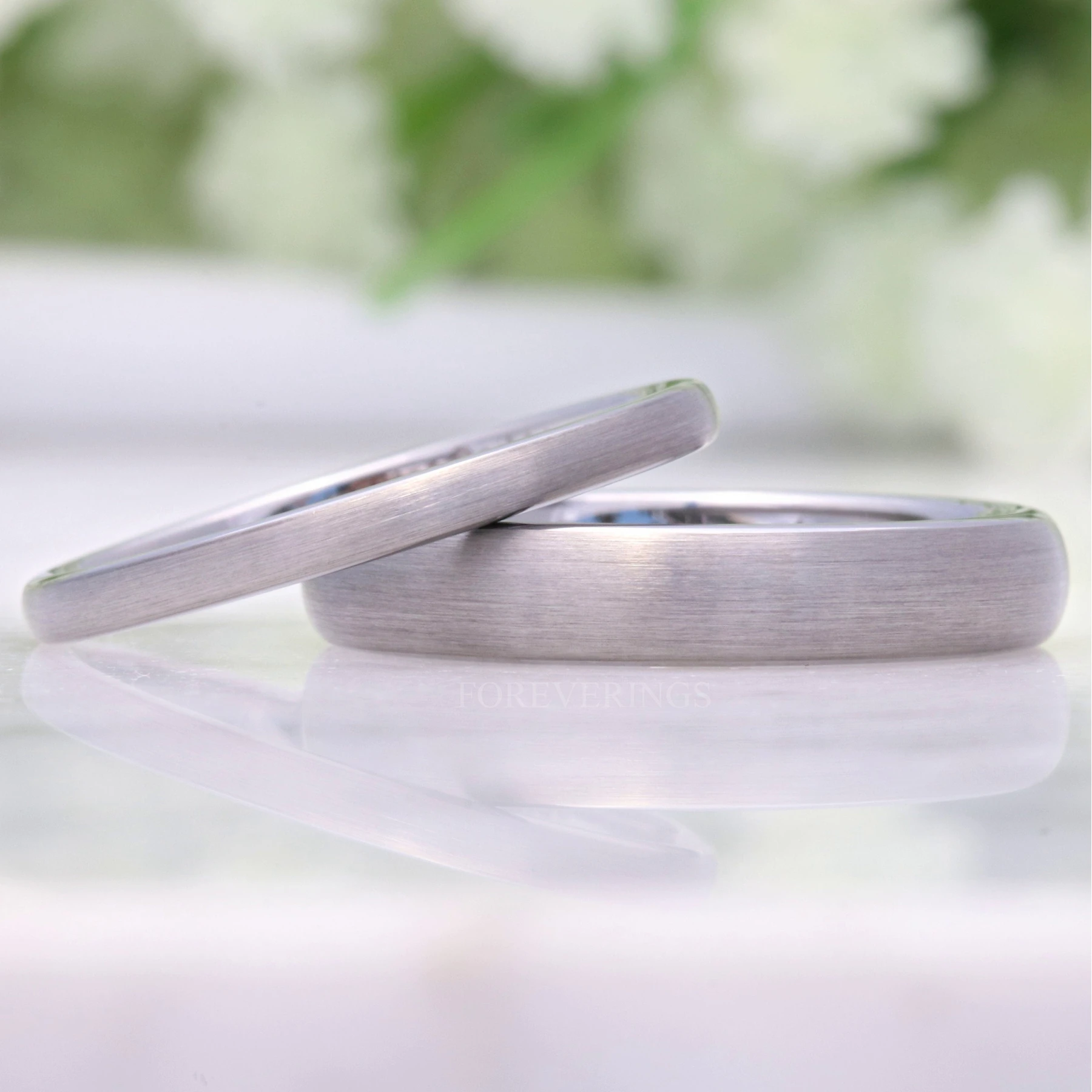 Brushed Silver Tungsten Wedding Band, 2mm 4mm Mens Womens Ring, Domed Silver Ring