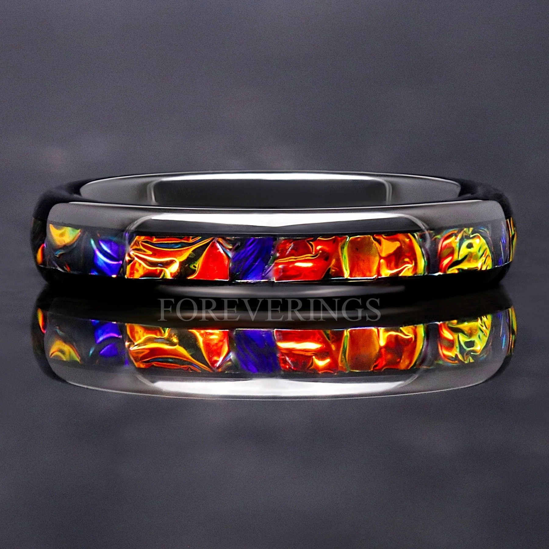Caraxes Dragon Ring, Red Wedding Band, Black and Red Ring