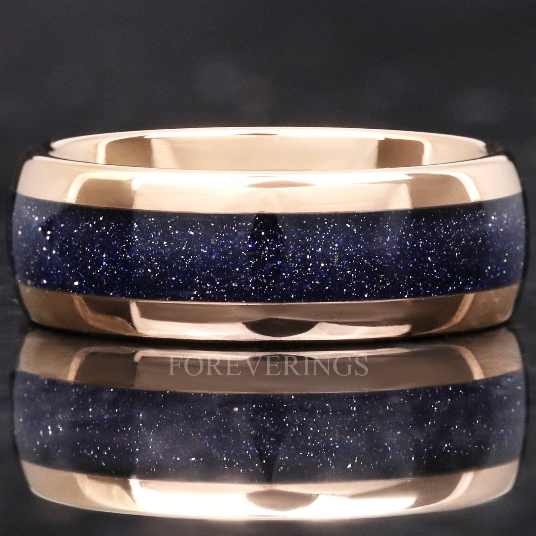 Great Rift Nebula Ring, Rose Gold Tungsten Band, Space Wedding Band