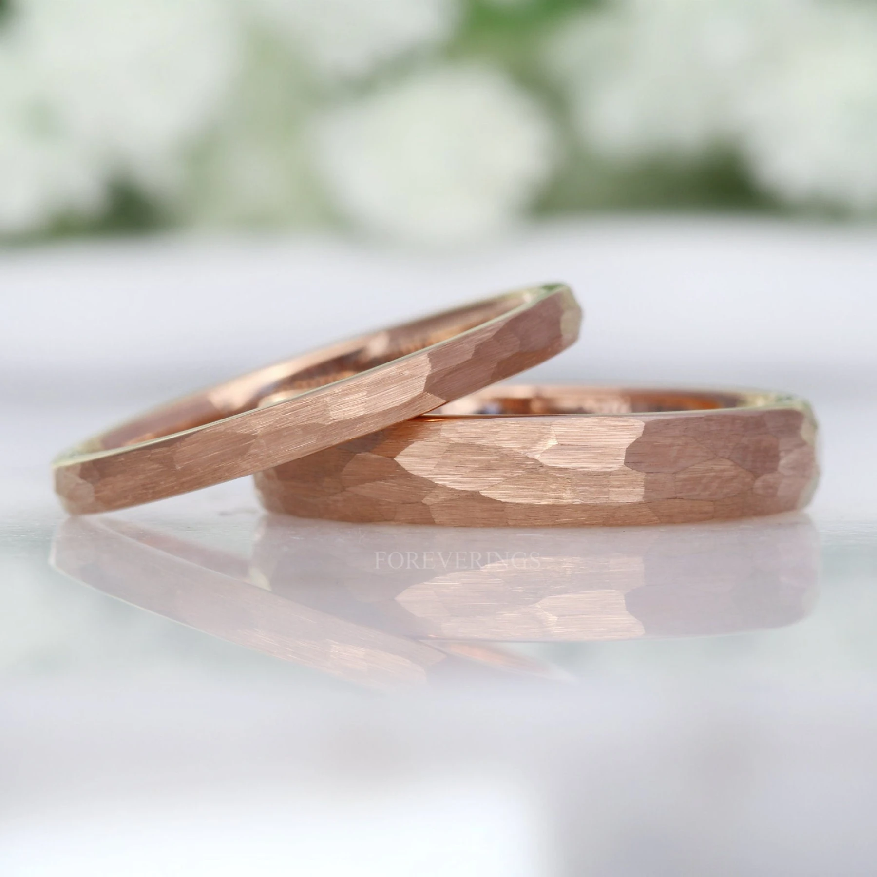 Hammered Rose Gold Ring, Thin Wedding Band