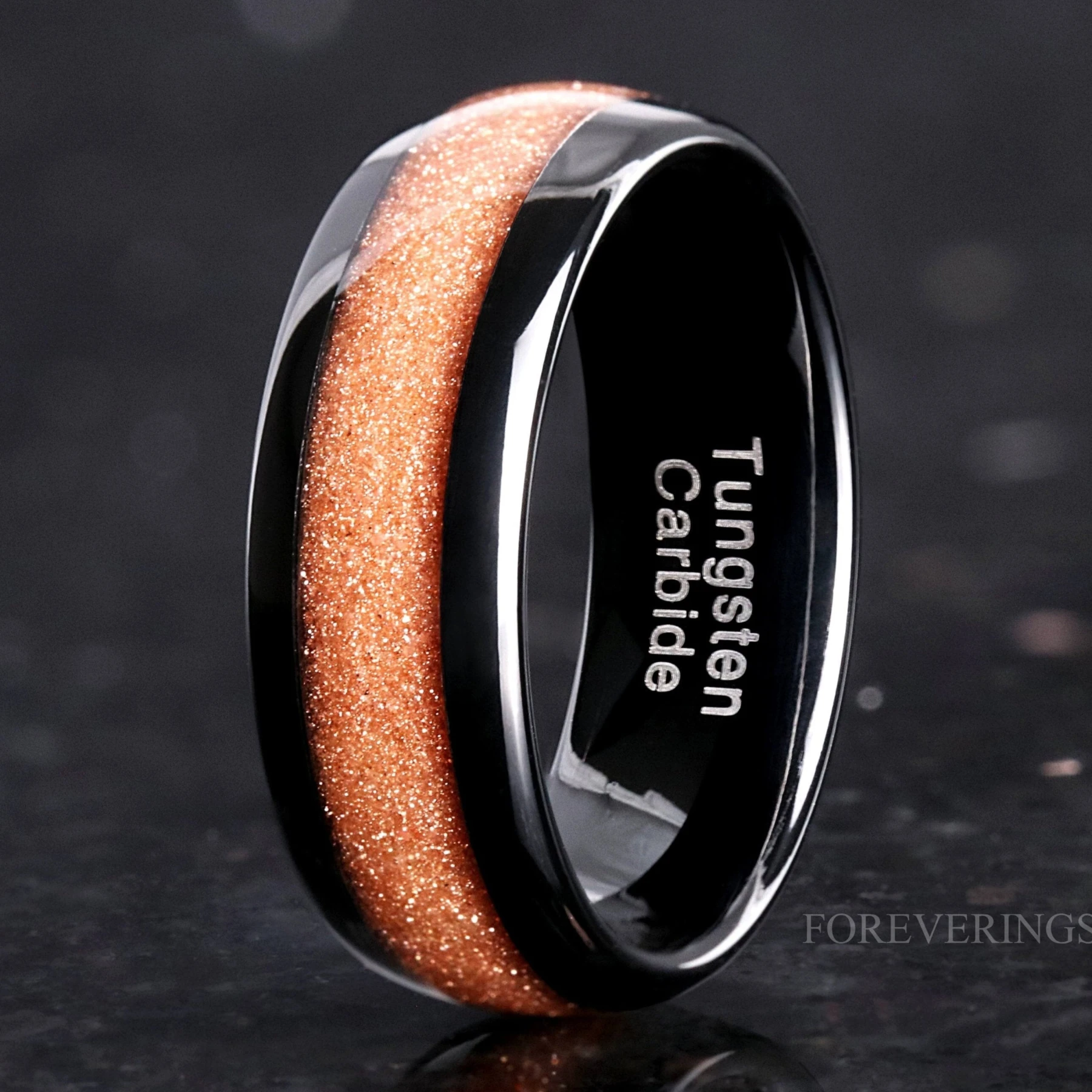 Carina Nebula Ring, Mens Wedding Band, Red Sandstone Ring