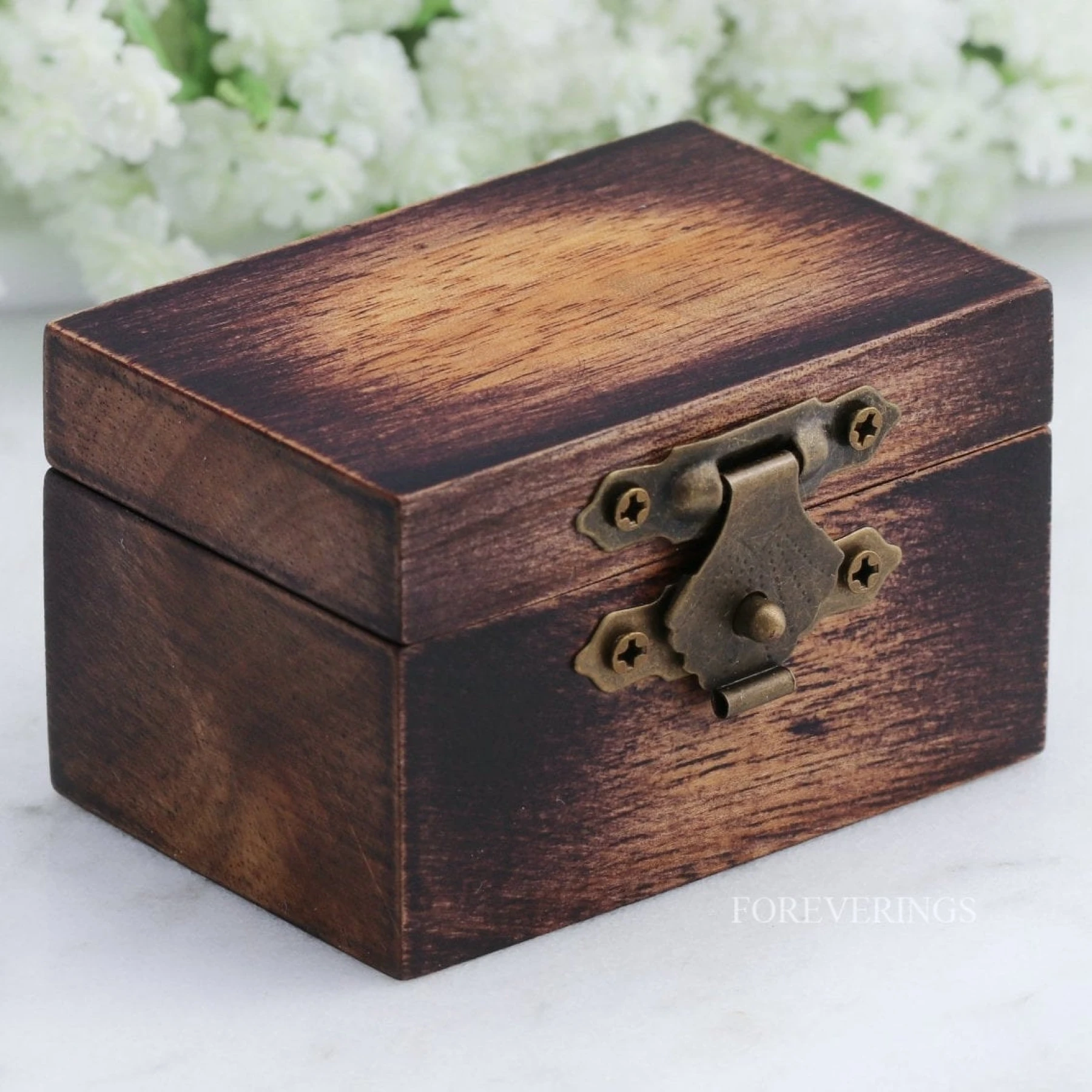 Wood Ring Box, Rustic Wedding Ring Box, Soft Burlap Foam Insert
