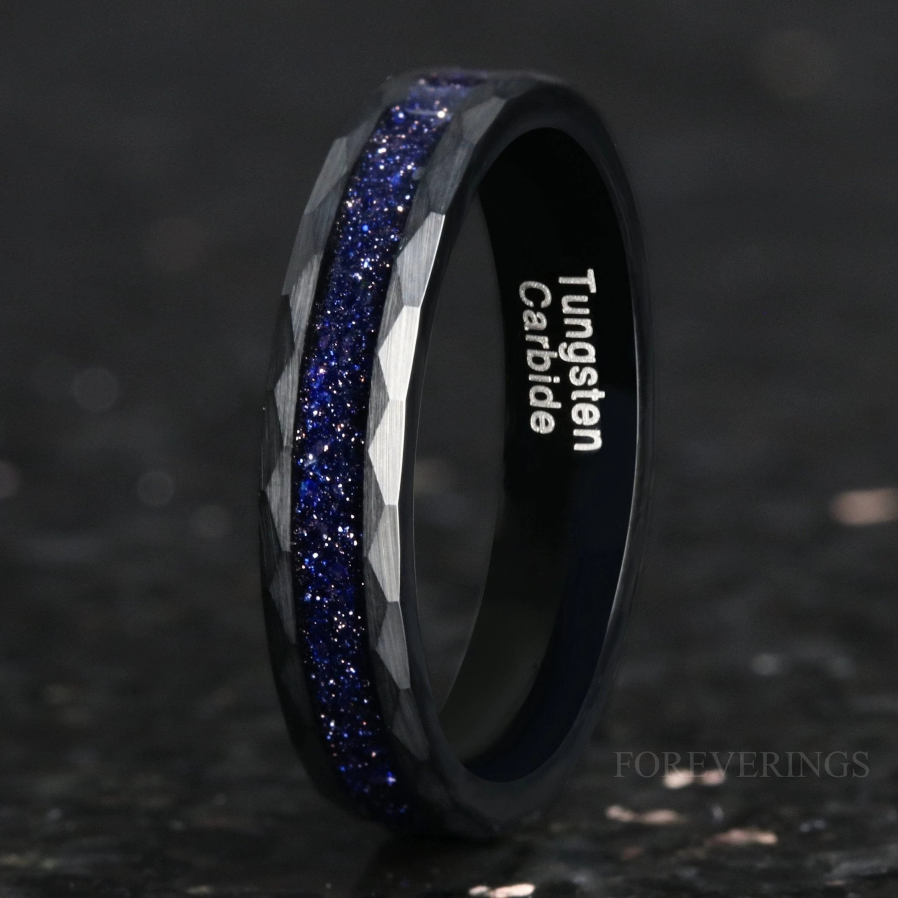 Great Rift Nebula Ring, Black Tungsten Wedding Band, Outer Space Ring