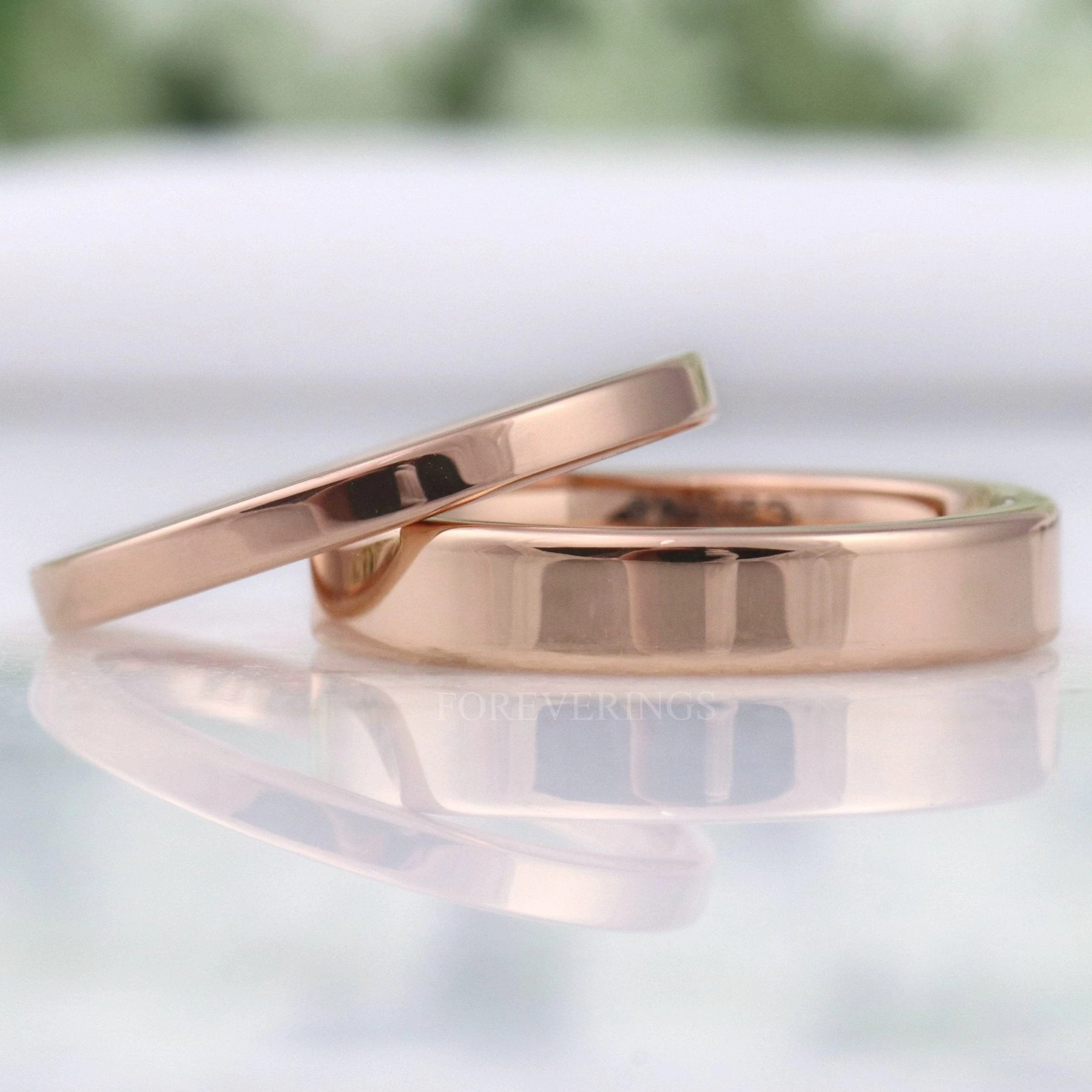 Rose Gold Wedding Band, Simple Flat Tungsten Ring
