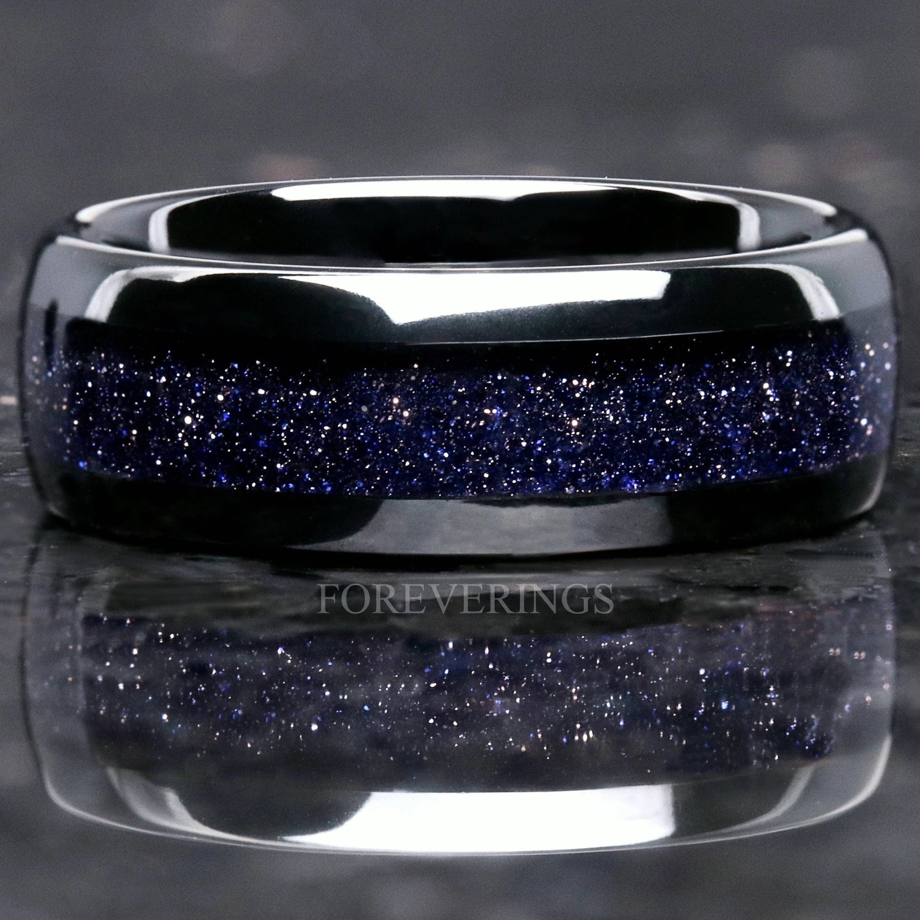 Great Rift Nebula Ring, Starry Night, Black Tungsten Wedding Band