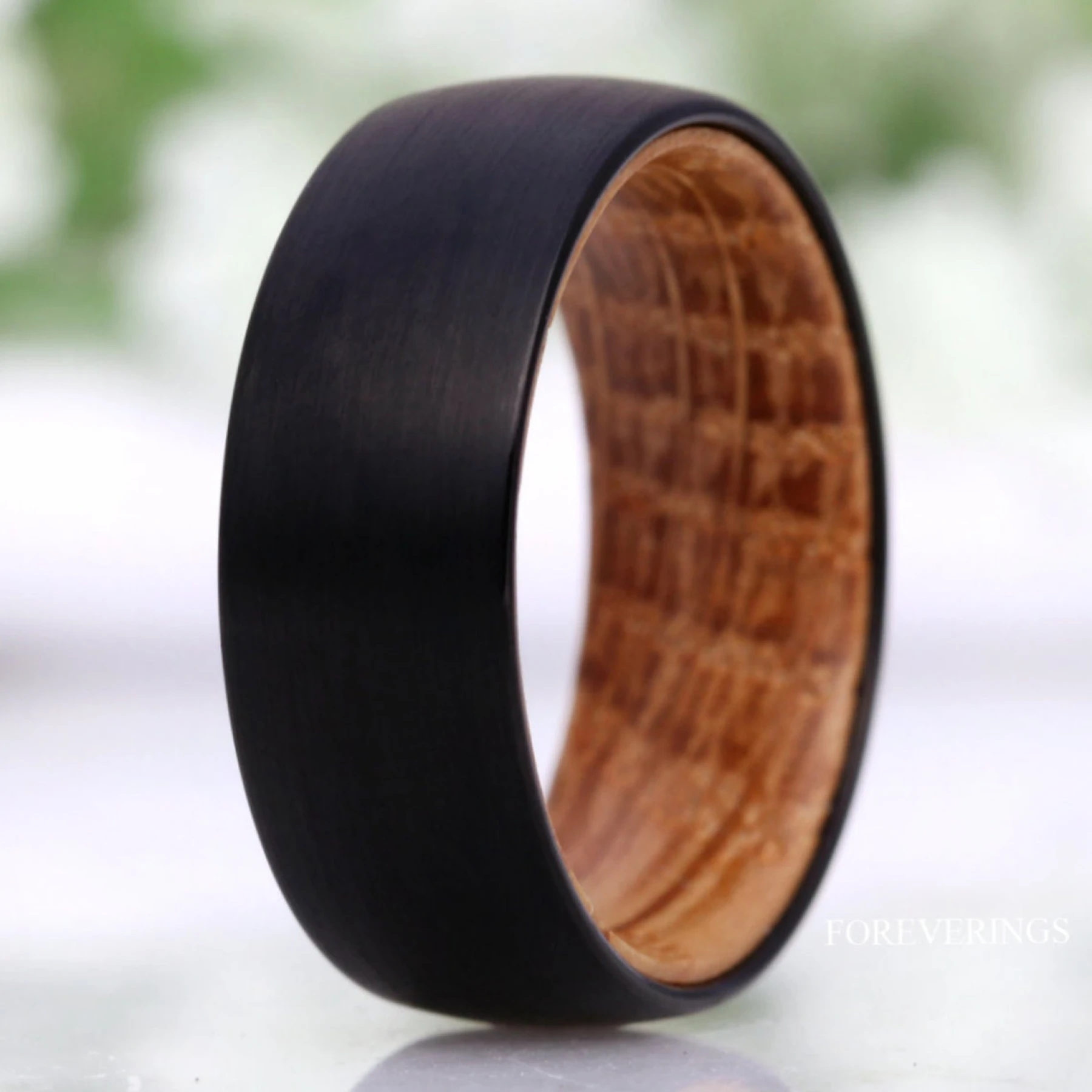 Whiskey Barrel Ring, Men Tungsten Wedding Band, 8mm-6mm Wood Ring