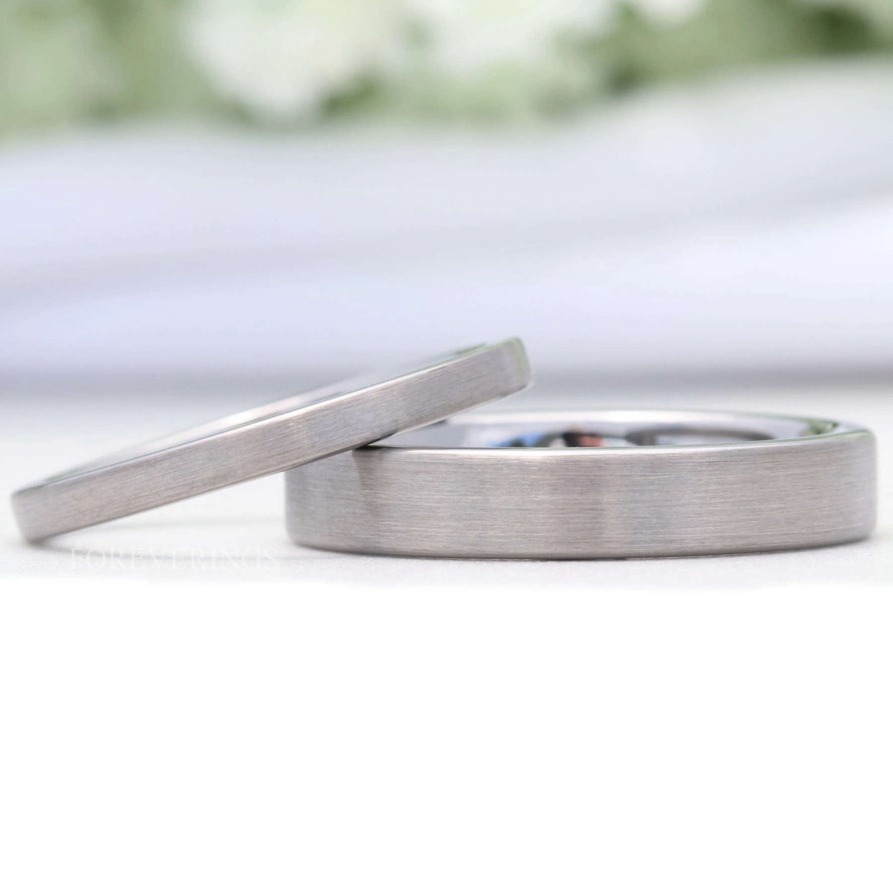 Minimalist Brushed Silver Ring, 2mm 4mm Mens Womens Wedding Band