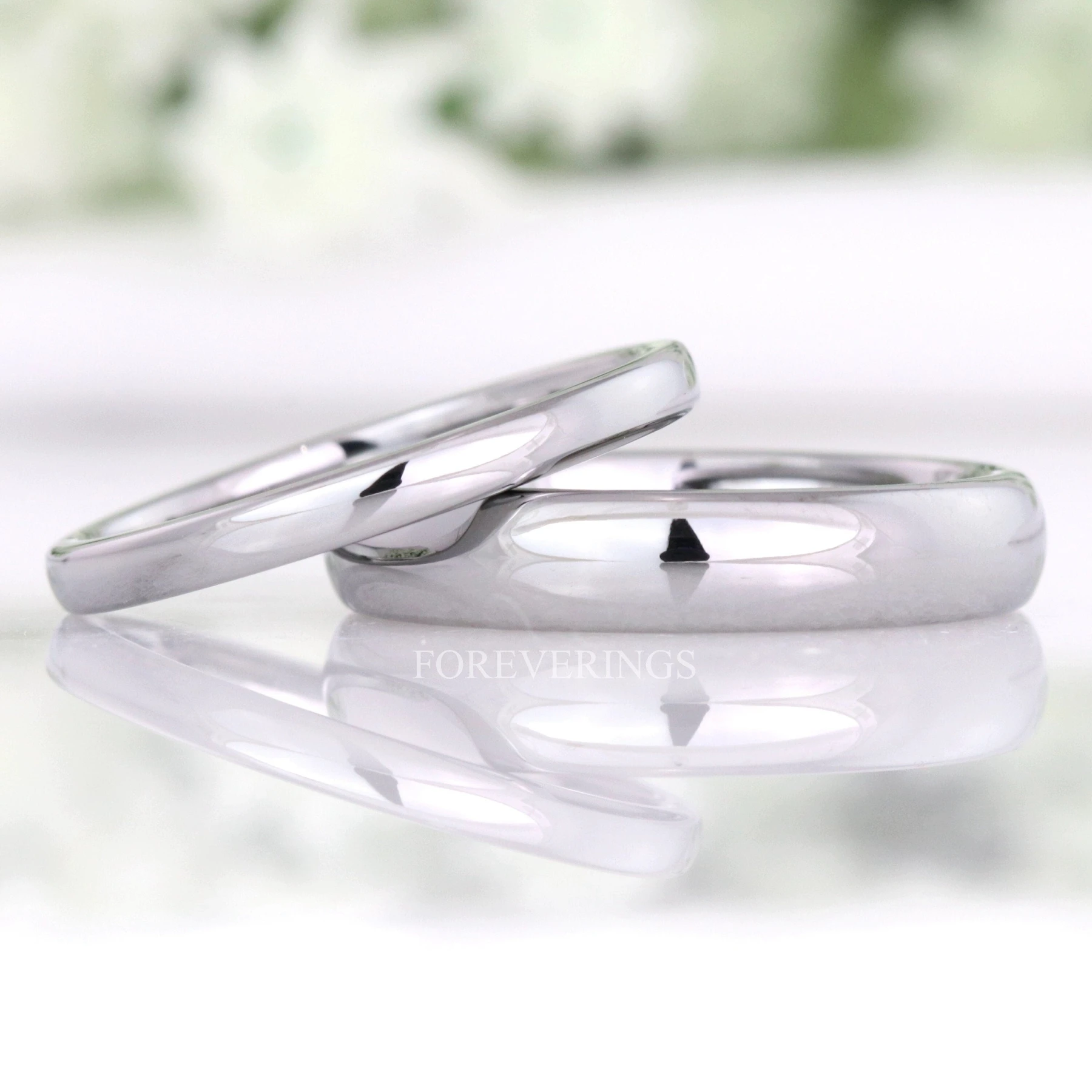 Minimalist Silver Tungsten Ring, 2mm 4mm Mens Womens Wedding Band