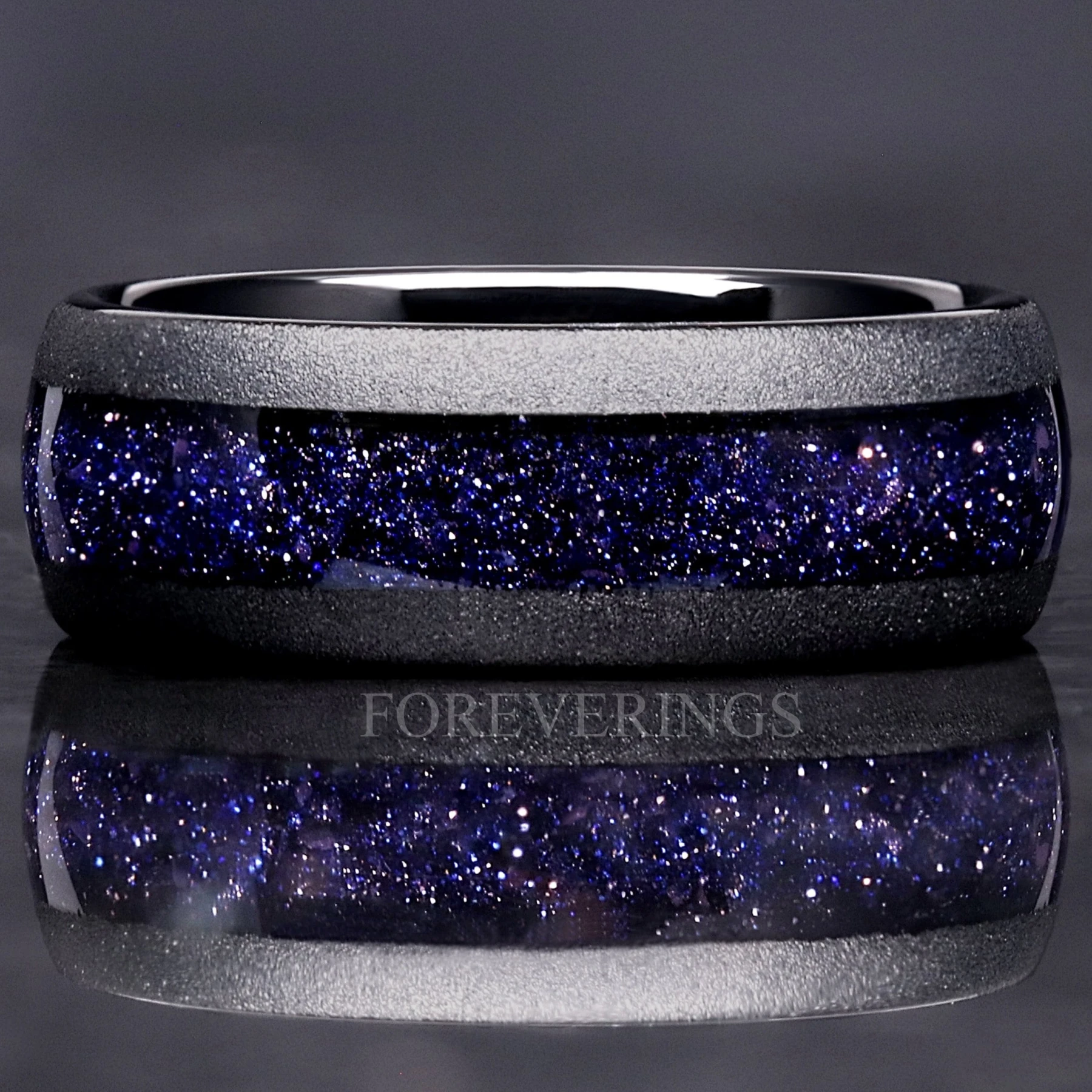 Rift Nebula Ring Men, Starry Night Wedding Band, Personalized