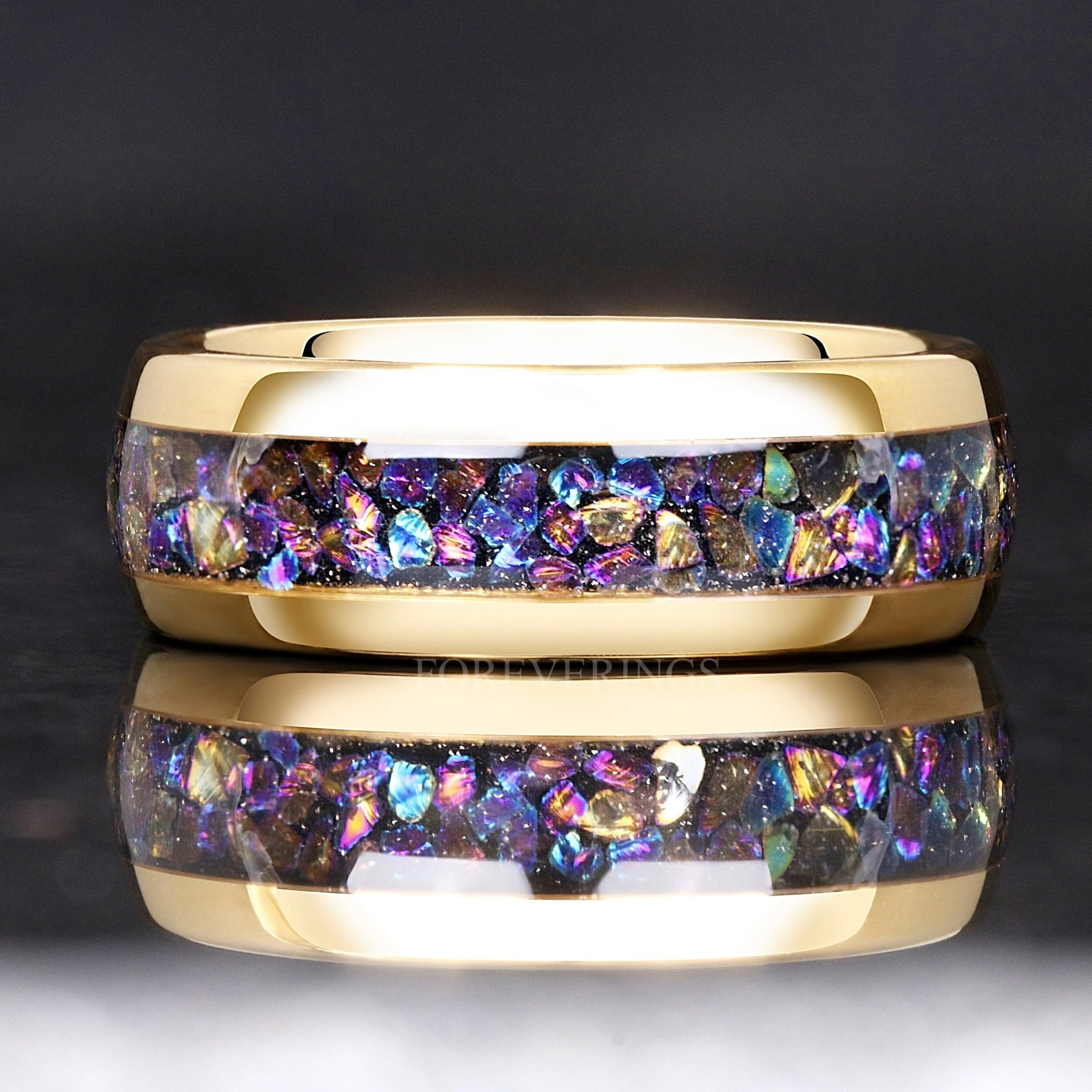 Gold Moonstone Ring, Mens Wedding Band, Veil Nebula Ring