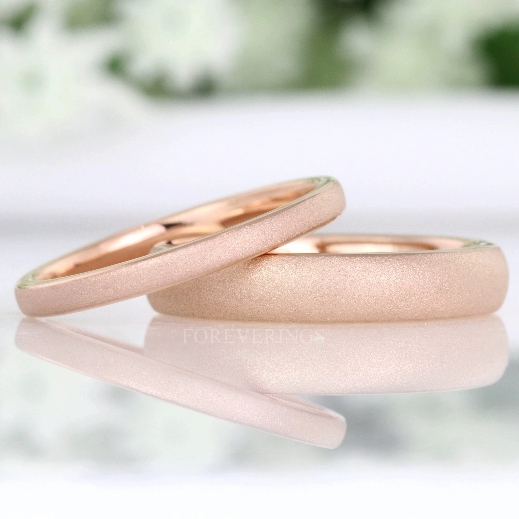 Rose Gold Wedding Band, Sandblasted Tungsten Ring, 2mm-4mm Womens Wedding Band